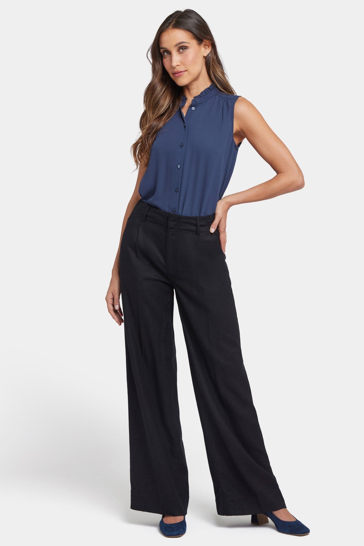 Mona Wide Leg Trouser Pants - Black - wide leg trousers