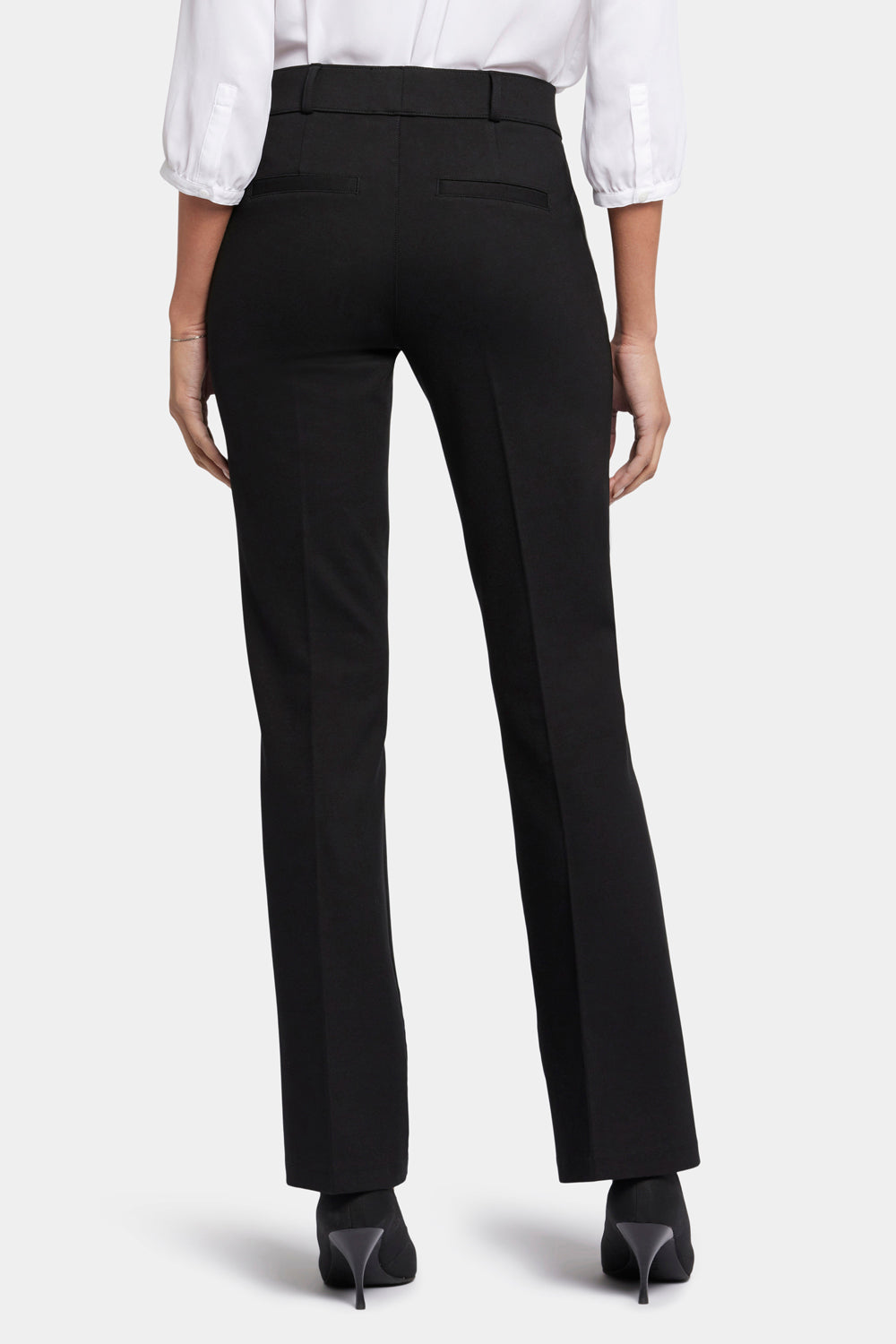 Pull-On Flared Trouser Pants - Black - pull on trousers