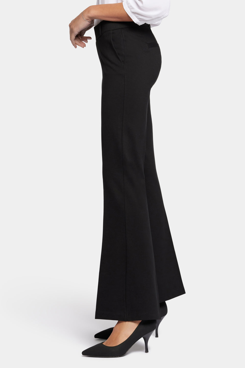 Pull-On Flared Trouser Pants - Black - pull on trousers
