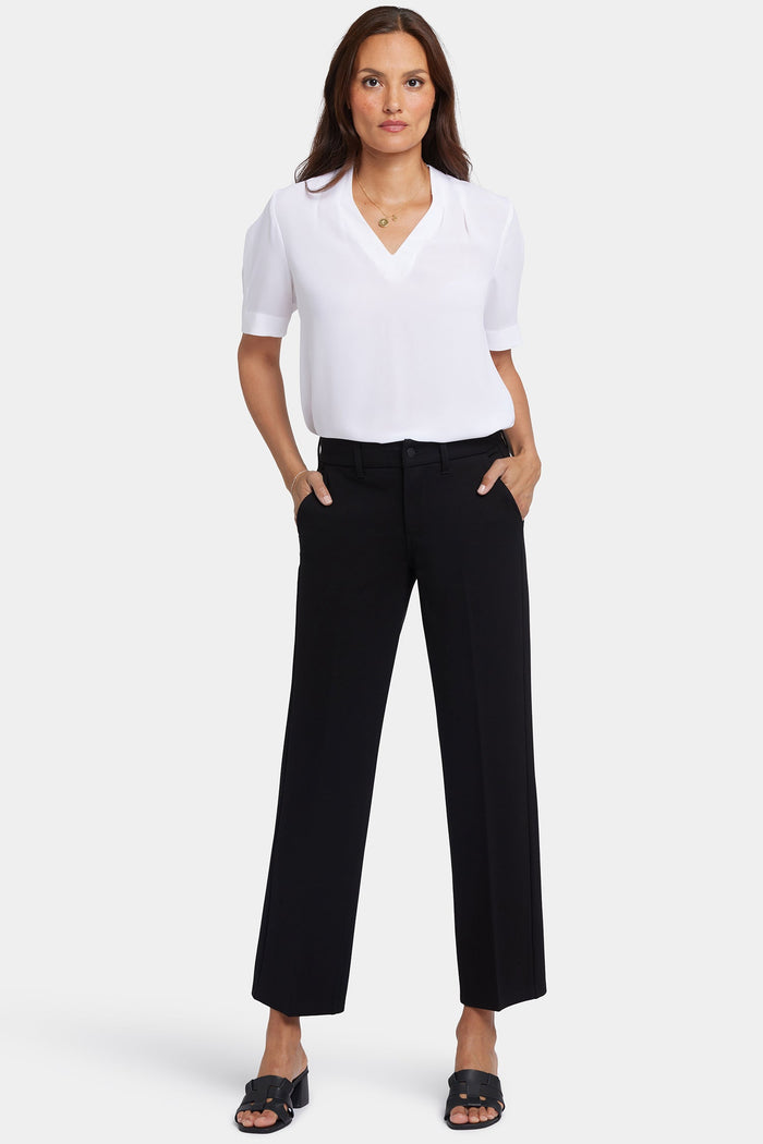 Women's Straight Leg Trousers - Black | Straight Leg Work Pants | SAVINTARI