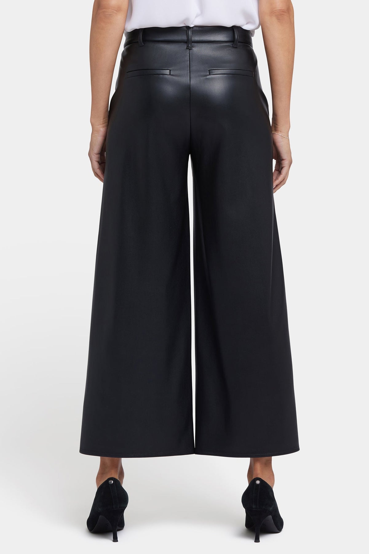 Vegan Stretch Leather Morgan Trouser Pants - Black - tailored trousers