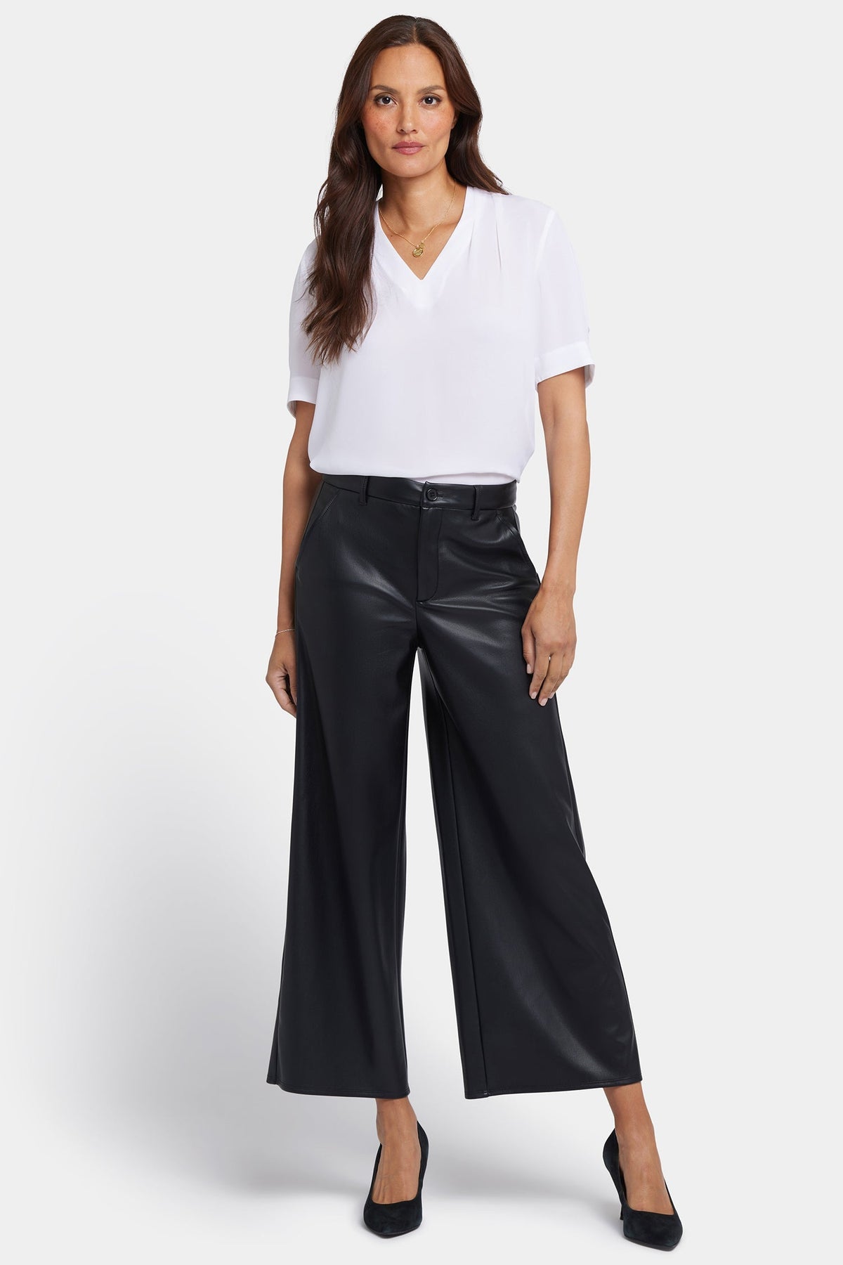 Vegan Stretch Leather Morgan Trouser Pants - Black - tailored trousers