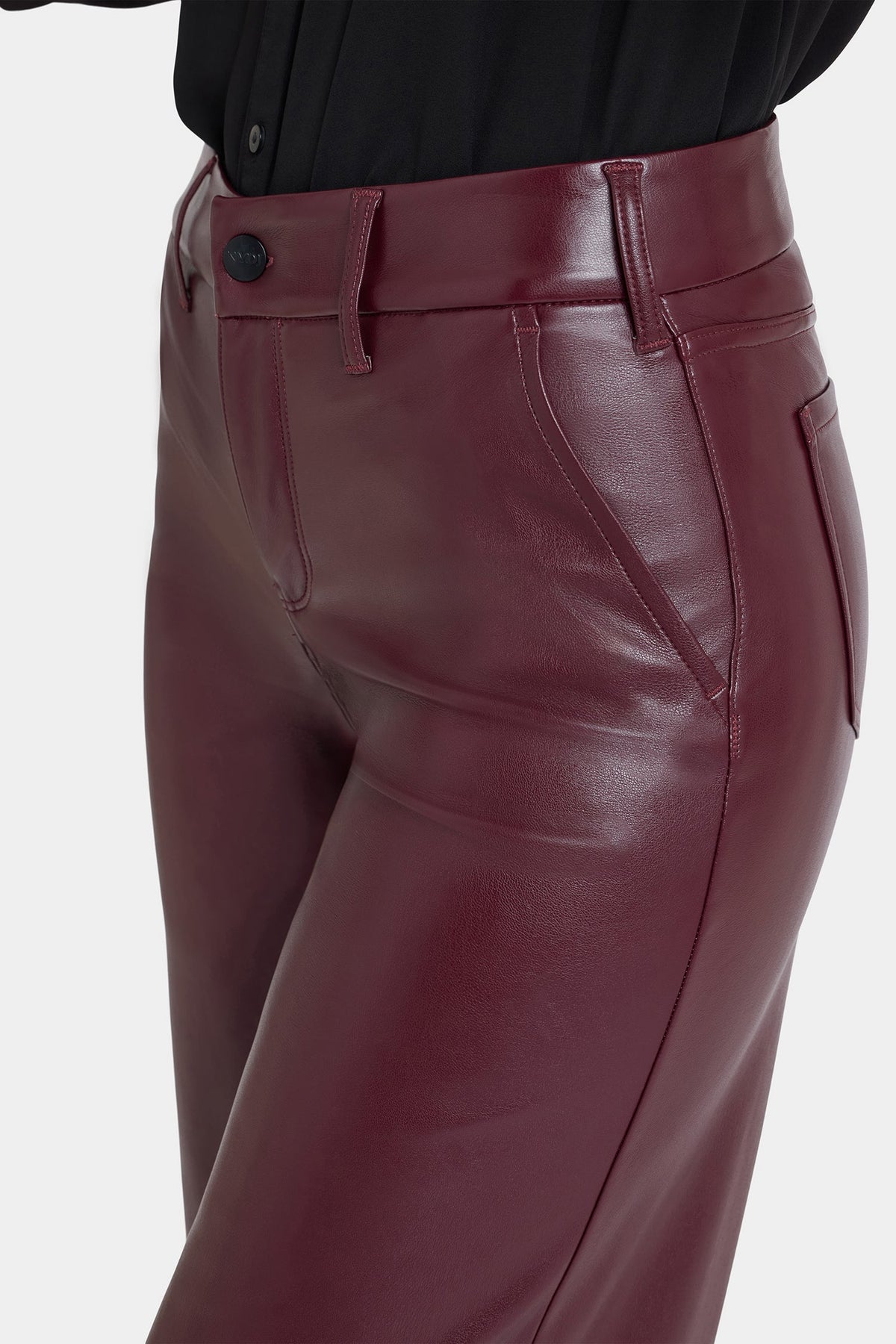 Vegan Stretch Leather Wide Leg Trouser Pants - Tavern - wide leg trousers