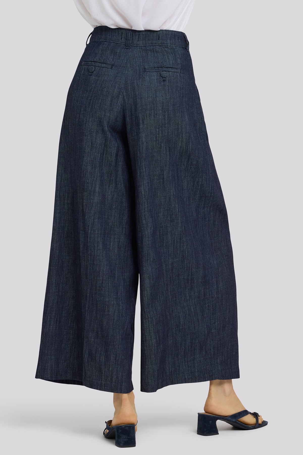 Giselle Wide Leg Ankle Trouser Pants - Dark Indigo - wide leg trousers