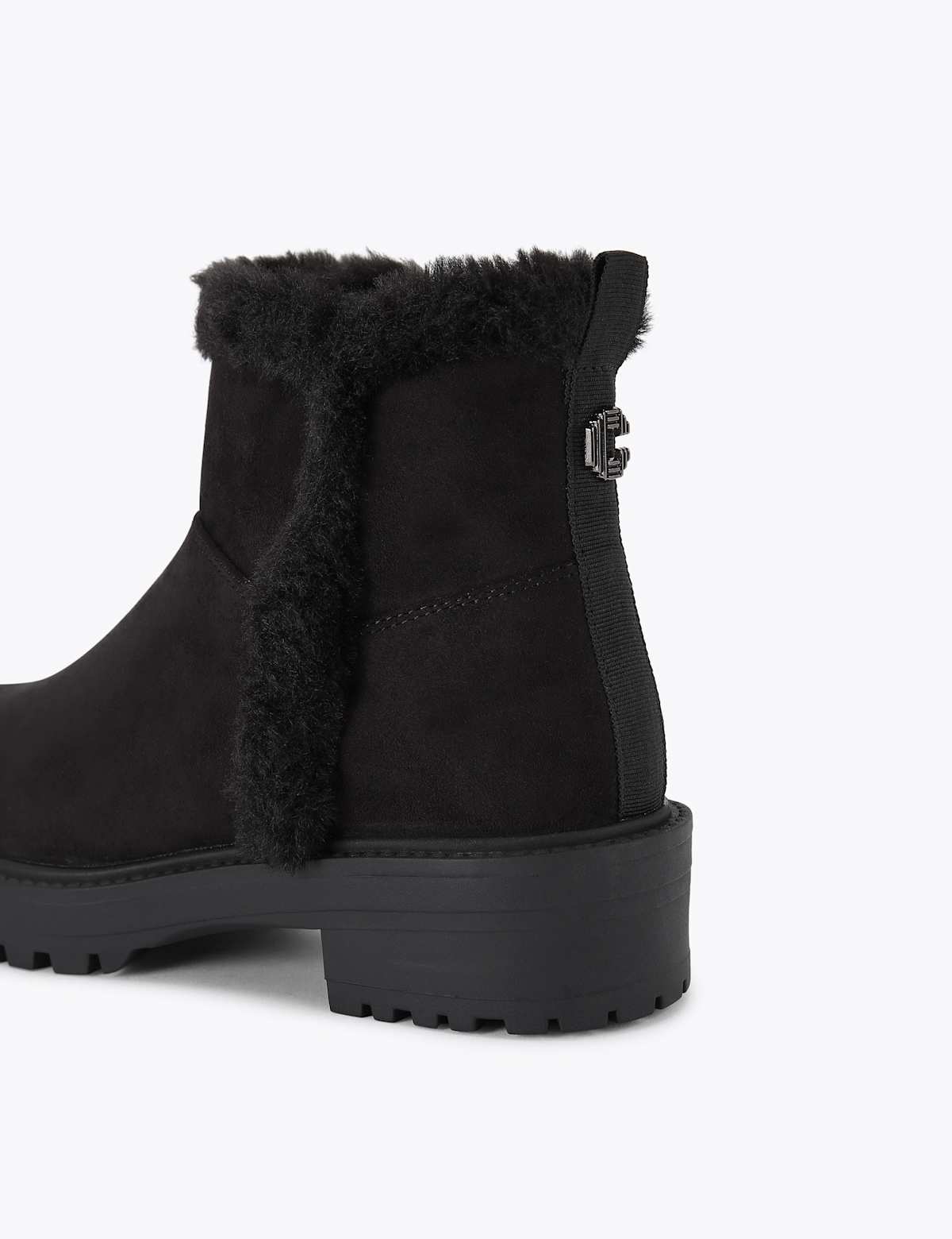 Women's Faux Fur Lining Flat Ankle Boots - Black | sheepskin boots | SAVINTARI