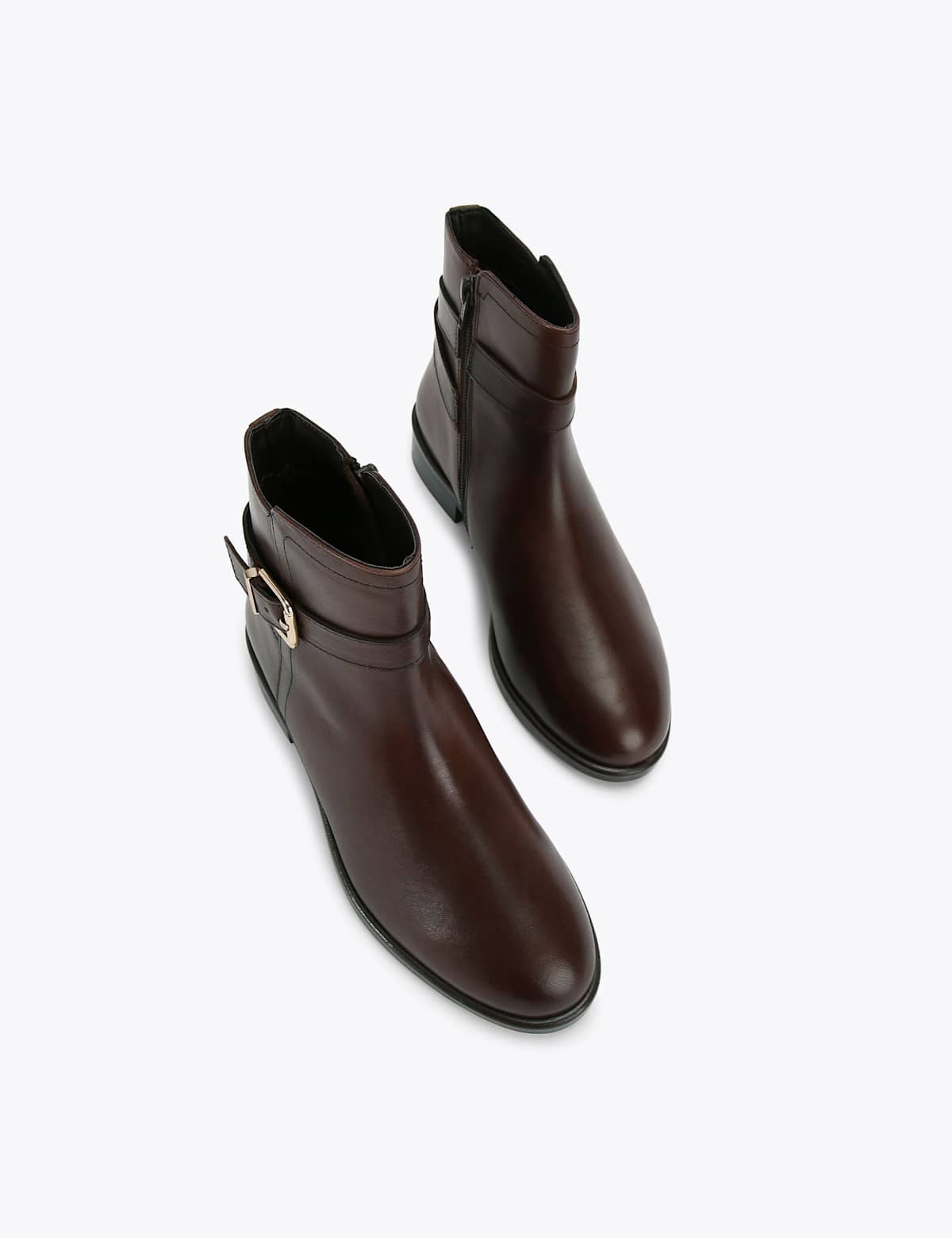 Women's Wide Fit Pienza Leather Ankle Boots - Dark Brown | SAVINTARI