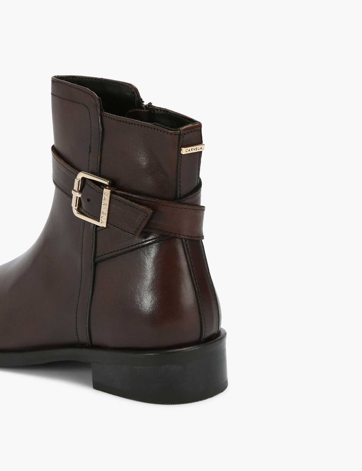 Women's Wide Fit Pienza Leather Ankle Boots - Dark Brown | SAVINTARI