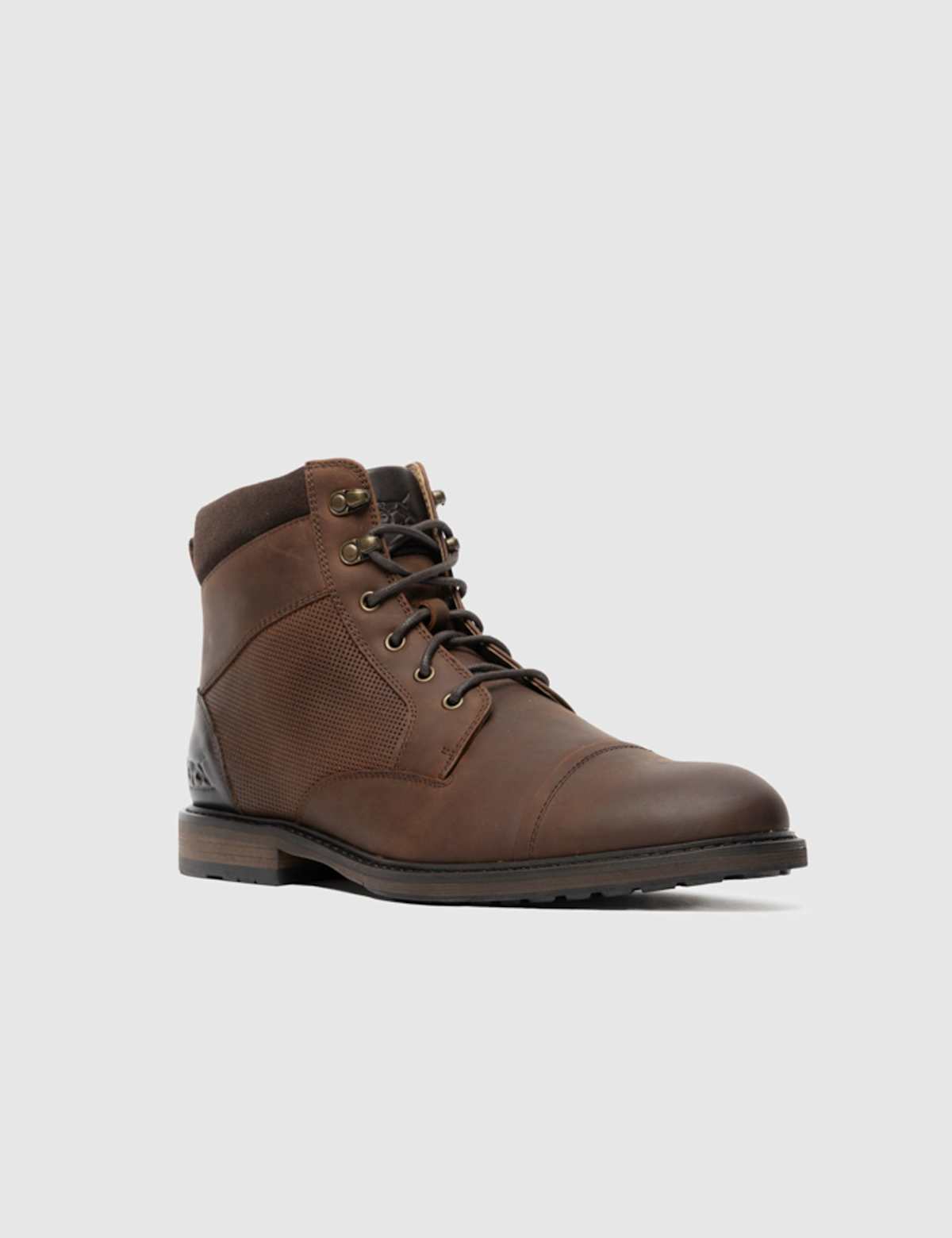 Men's Leather Military Boots - Brown | hiking boots | SAVINTARI