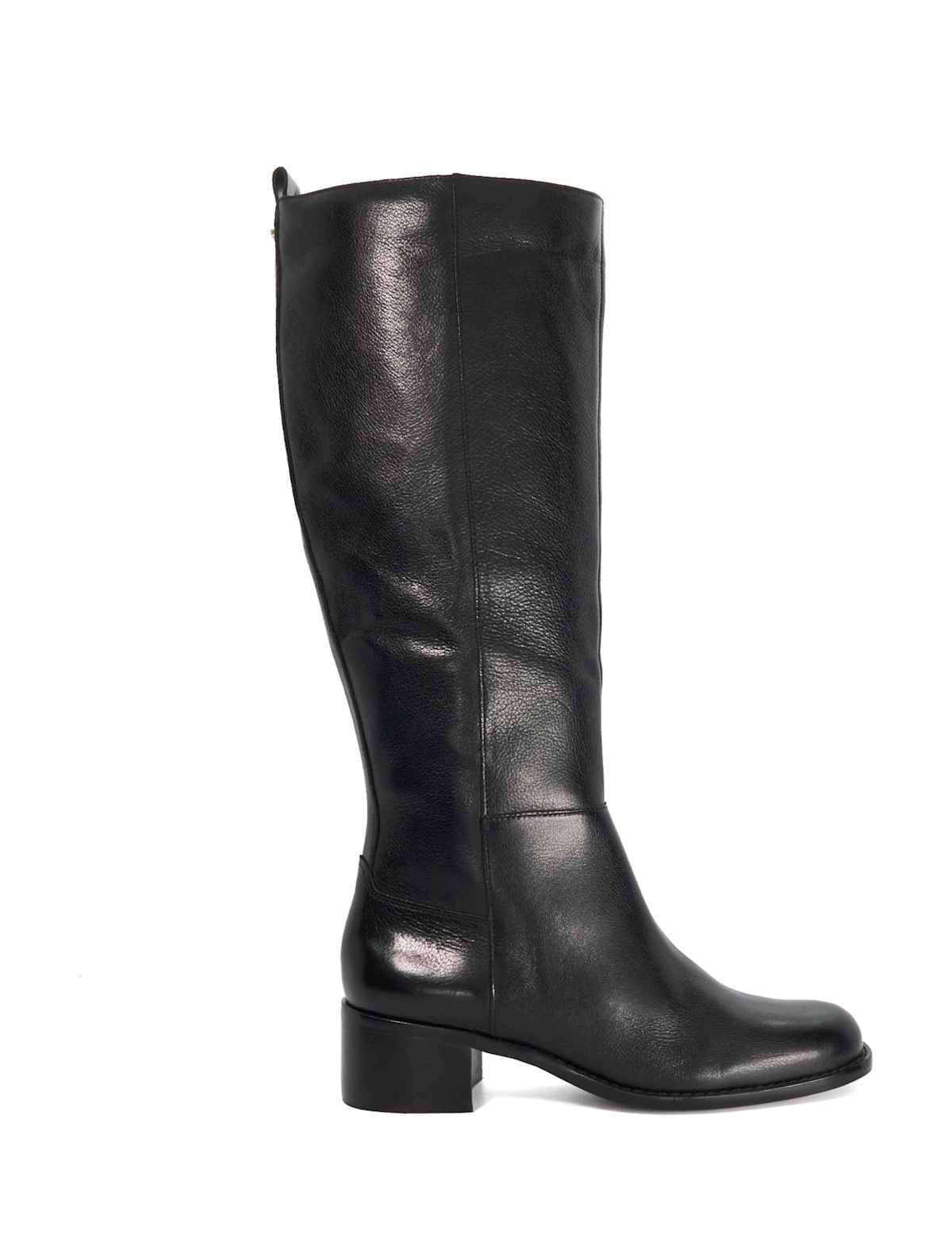 Women's Wide Fit Leather Block Heel Knee High Boots - Tan | wide fit boots | SAVINTARI