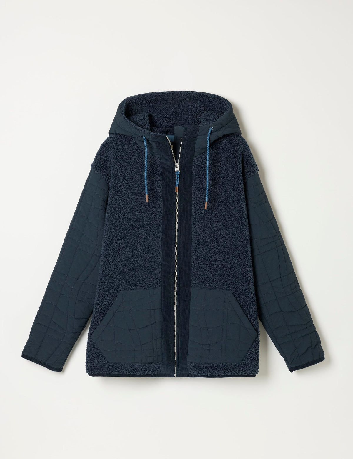 Women's Borg Jacket in Navy | borg jacket | SAVINTARI