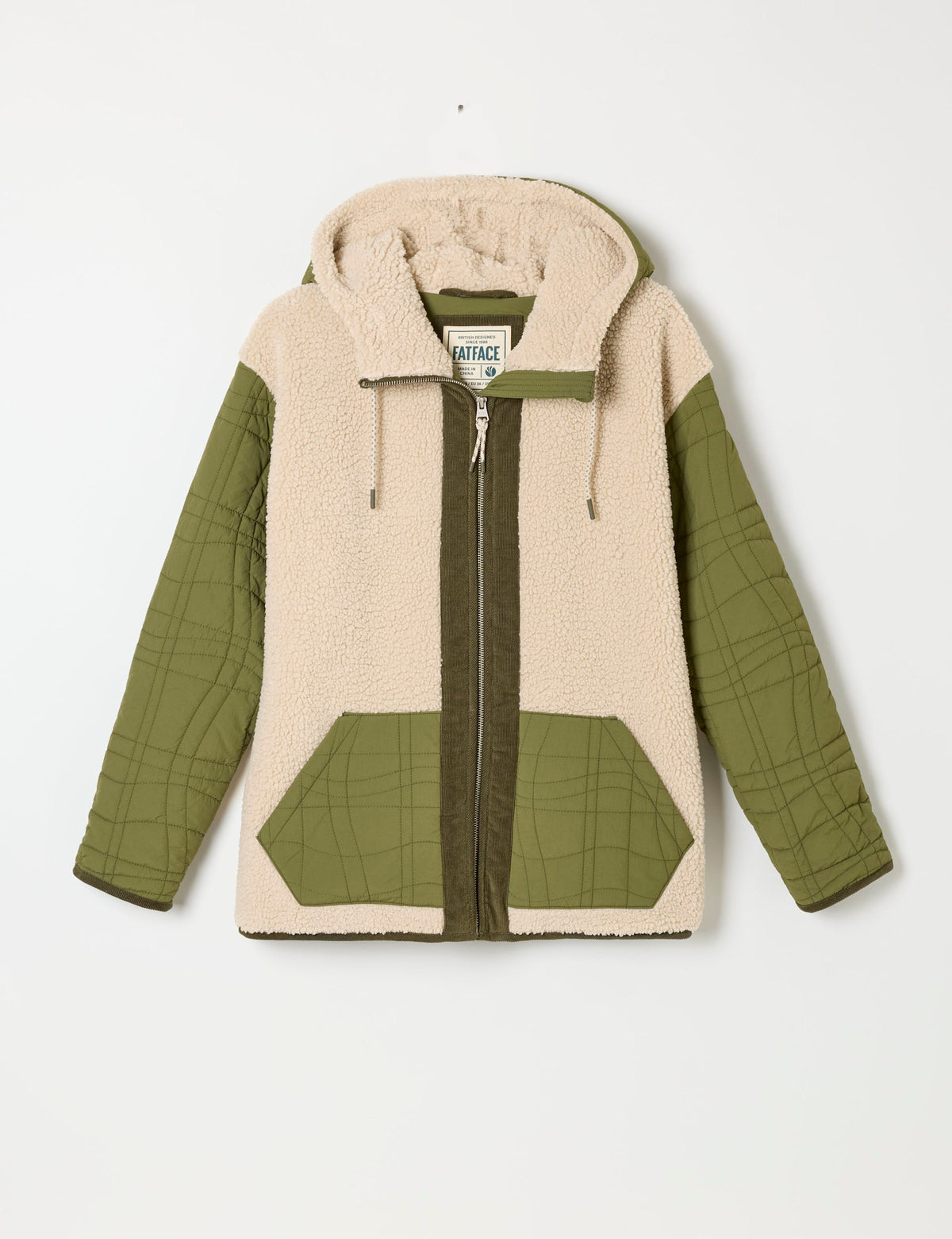 Women's Borg Jacket in Green | borg jacket | SAVINTARI