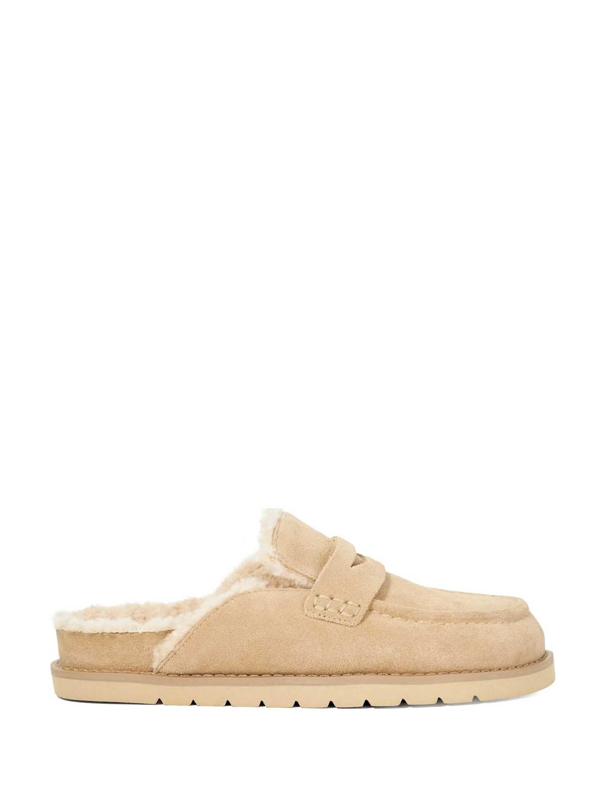 Women's Fur Lined Clogs - Beige | sheepskin boots | SAVINTARI