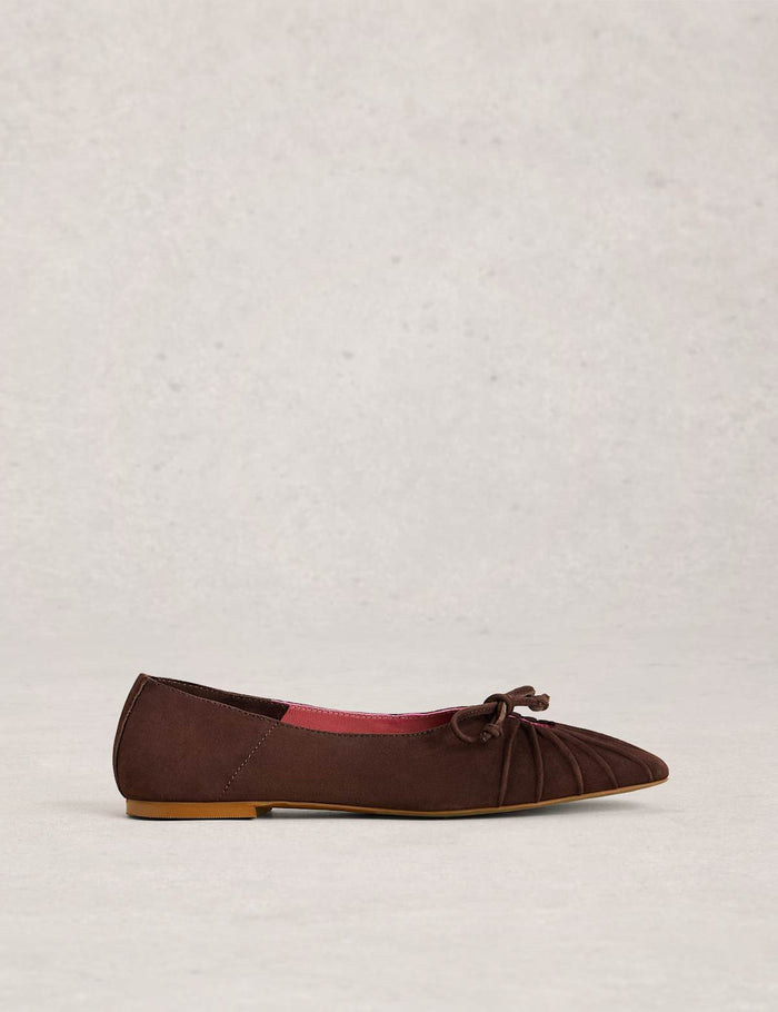 Women's Suede Lace Up Flat Ballet Pumps - Black | Everyday Ballet Flats | SAVINTARI