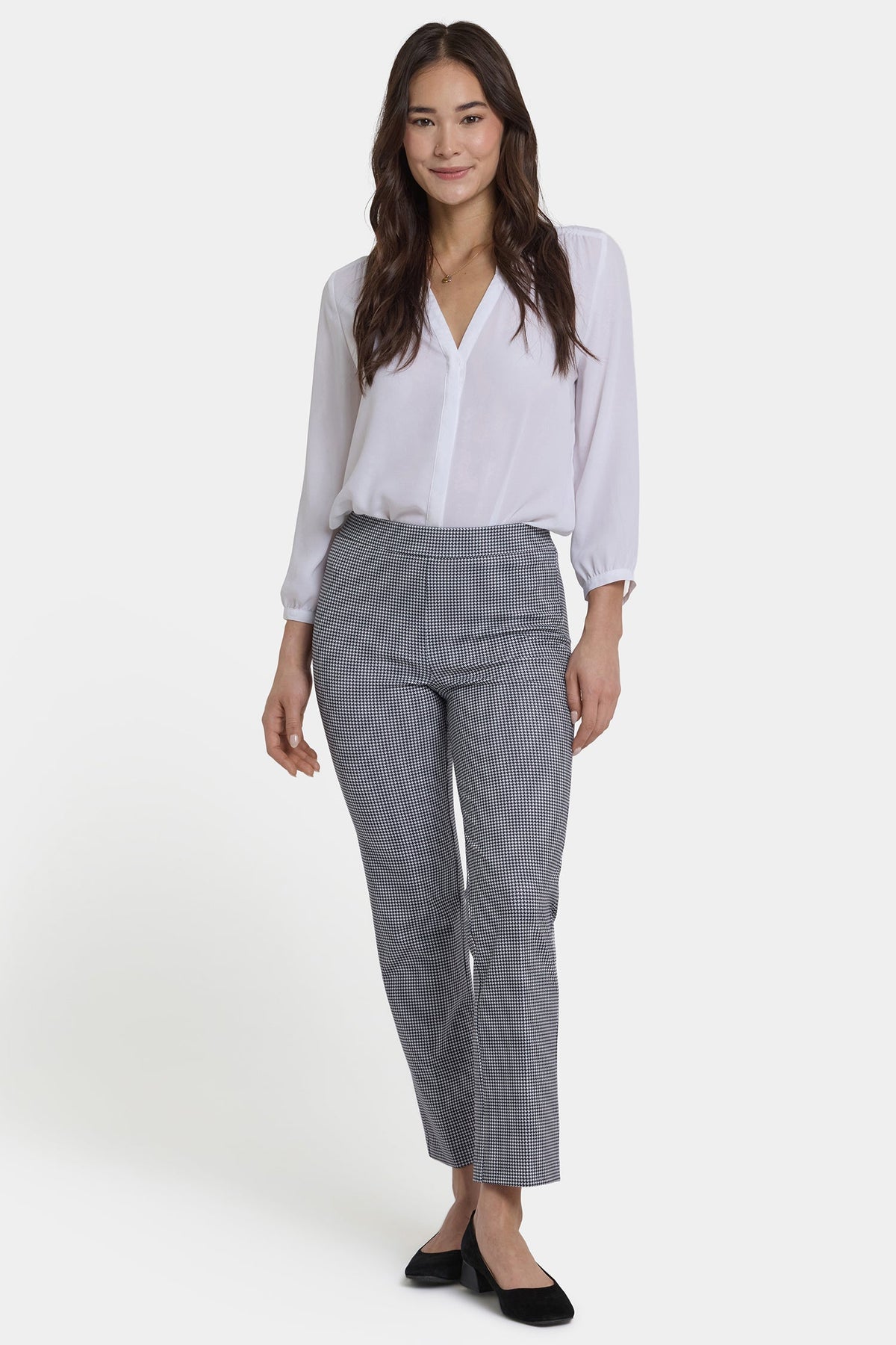 Pull-On Slim Ankle Trouser Pants - Harris Houndstooth - pull on trousers