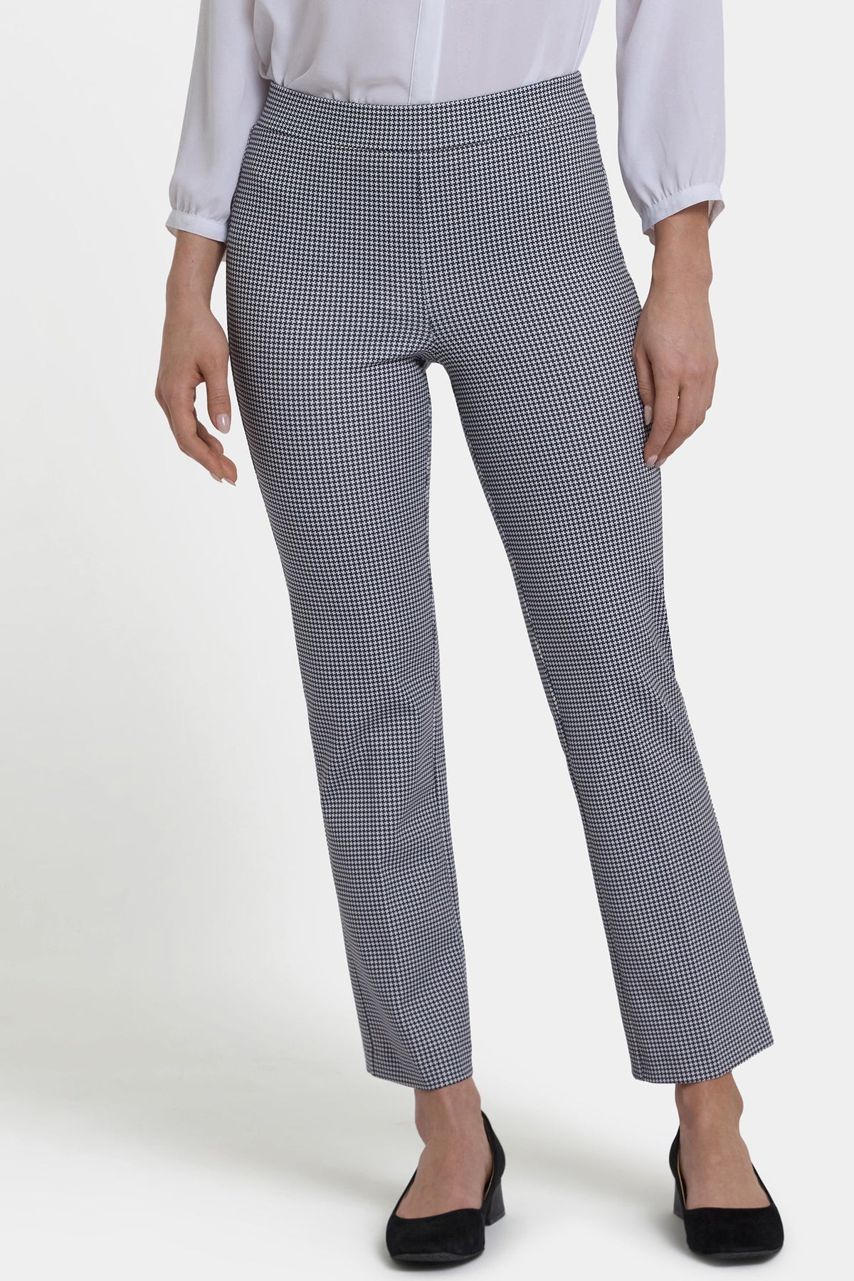 Pull-On Slim Ankle Trouser Pants - Harris Houndstooth - pull on trousers