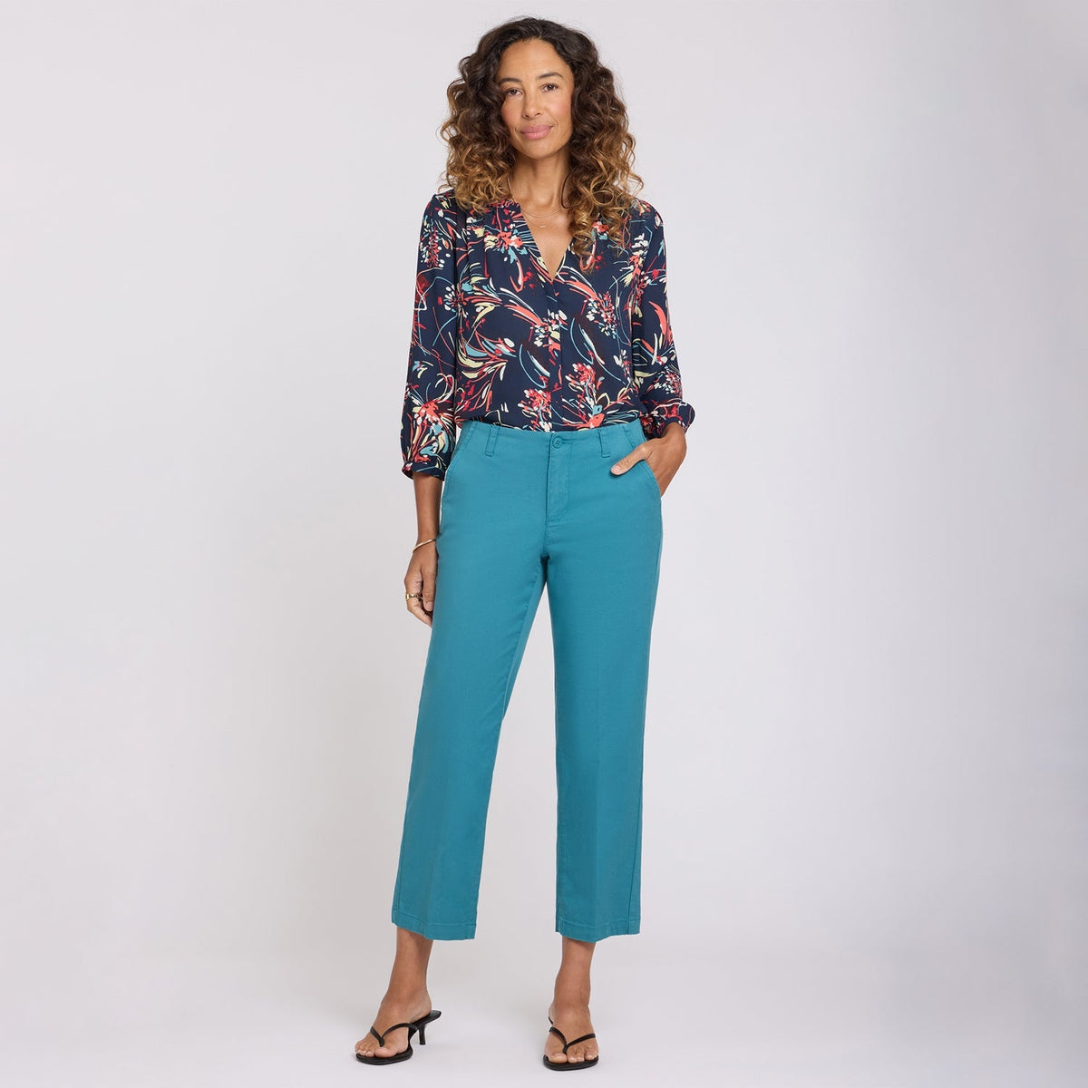 Marilyn Straight Ankle Pants - Harbor Blue - straight leg trousers