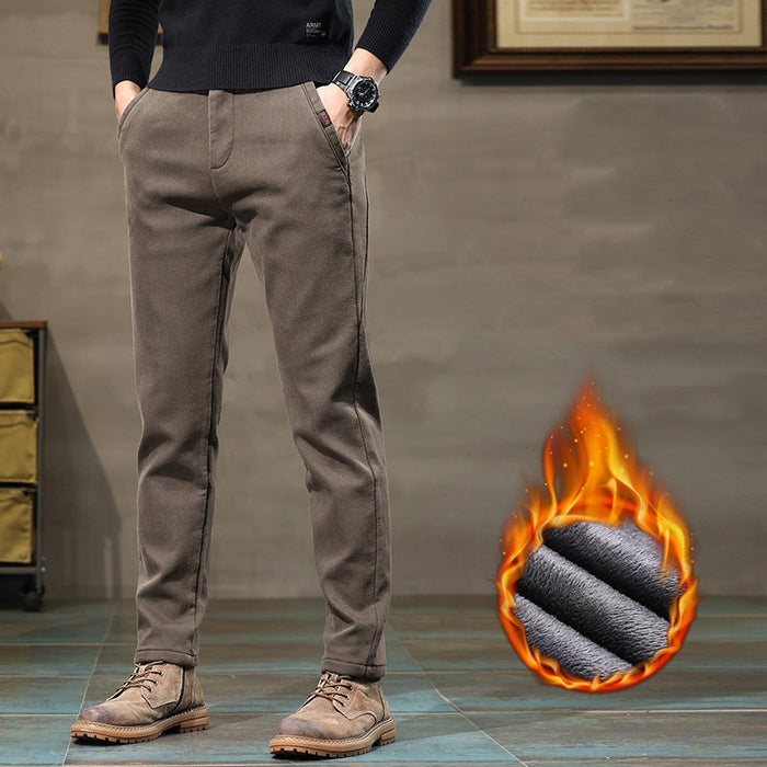 Men's Slim-Straight Pants - BLACK | Smart Casual Trousers | SAVINTARI