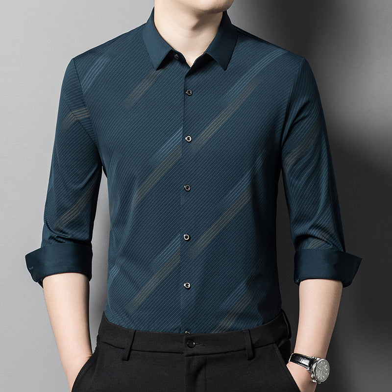 Men's 2024 New Year's Hot Sale - Business Casual Shirt（50 - Navy | SAVINTARI