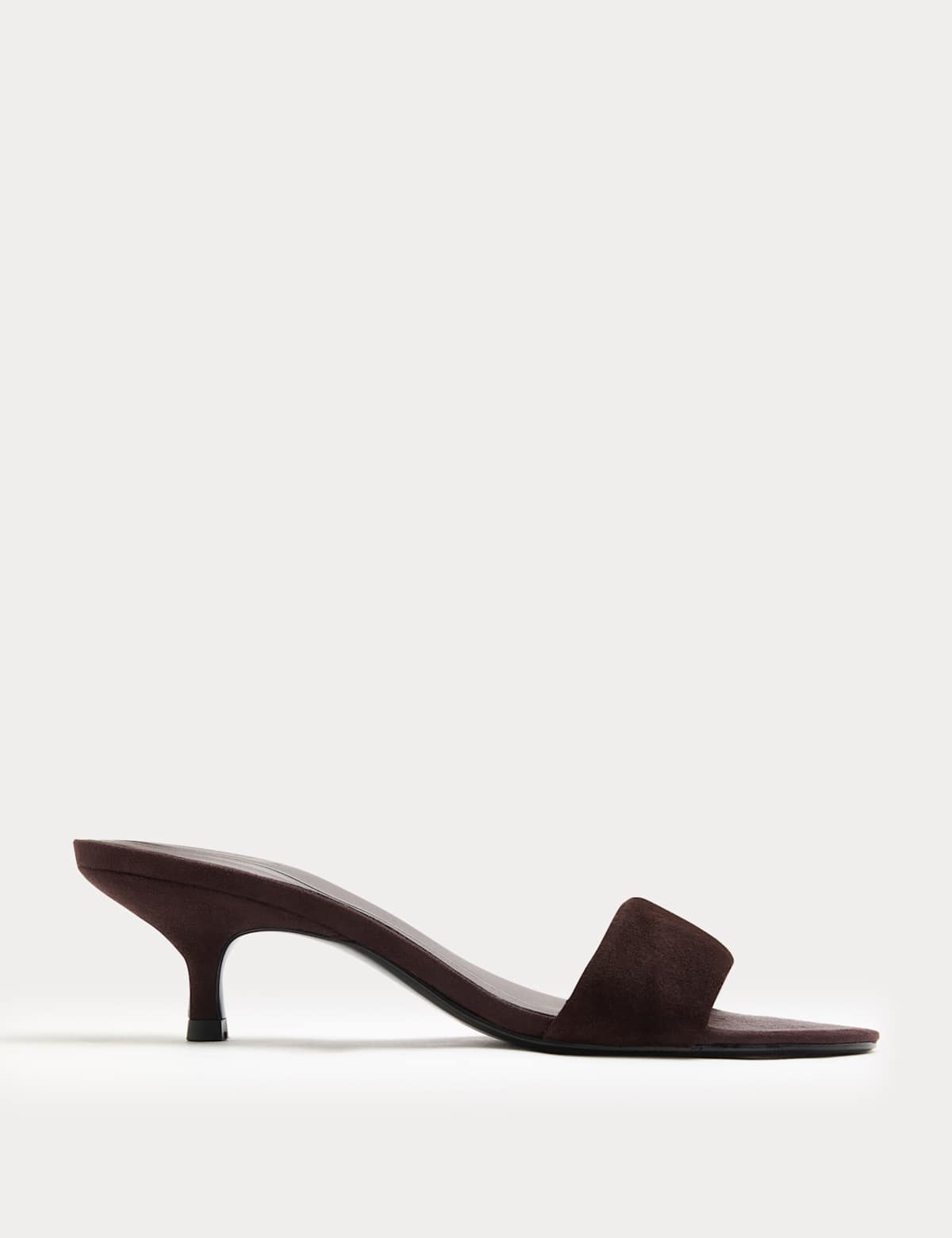 Women's Suede Kitten Heel Open Toe Mules - Taupe | SAVINTARI