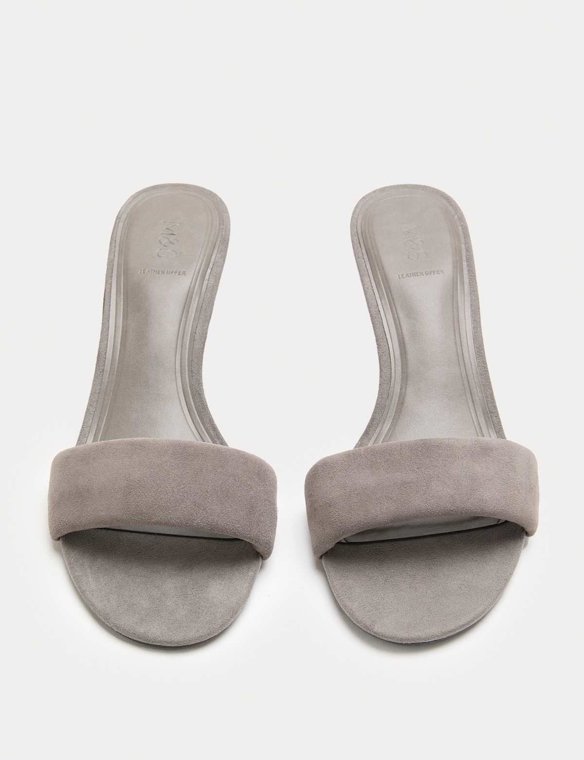 Women's Suede Kitten Heel Open Toe Mules - Taupe | SAVINTARI