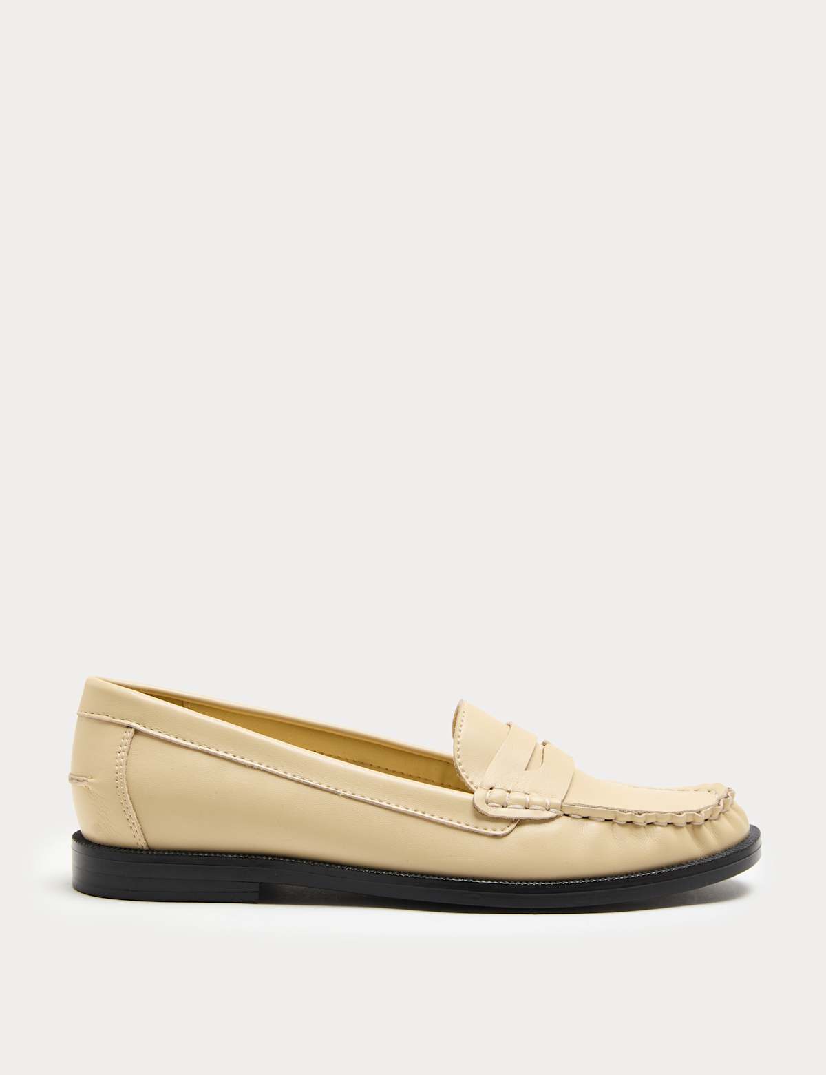 Men's Patent Flat Penny Loafers - Black | SAVINTARI