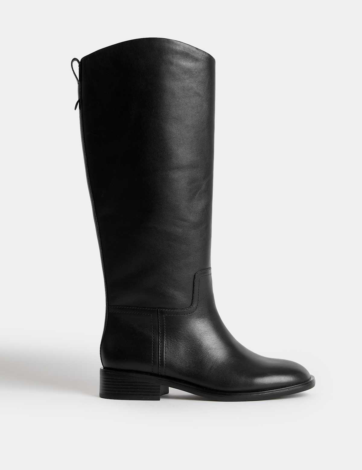Women's Leather Riding Knee High Boots - Black | riding boots | SAVINTARI