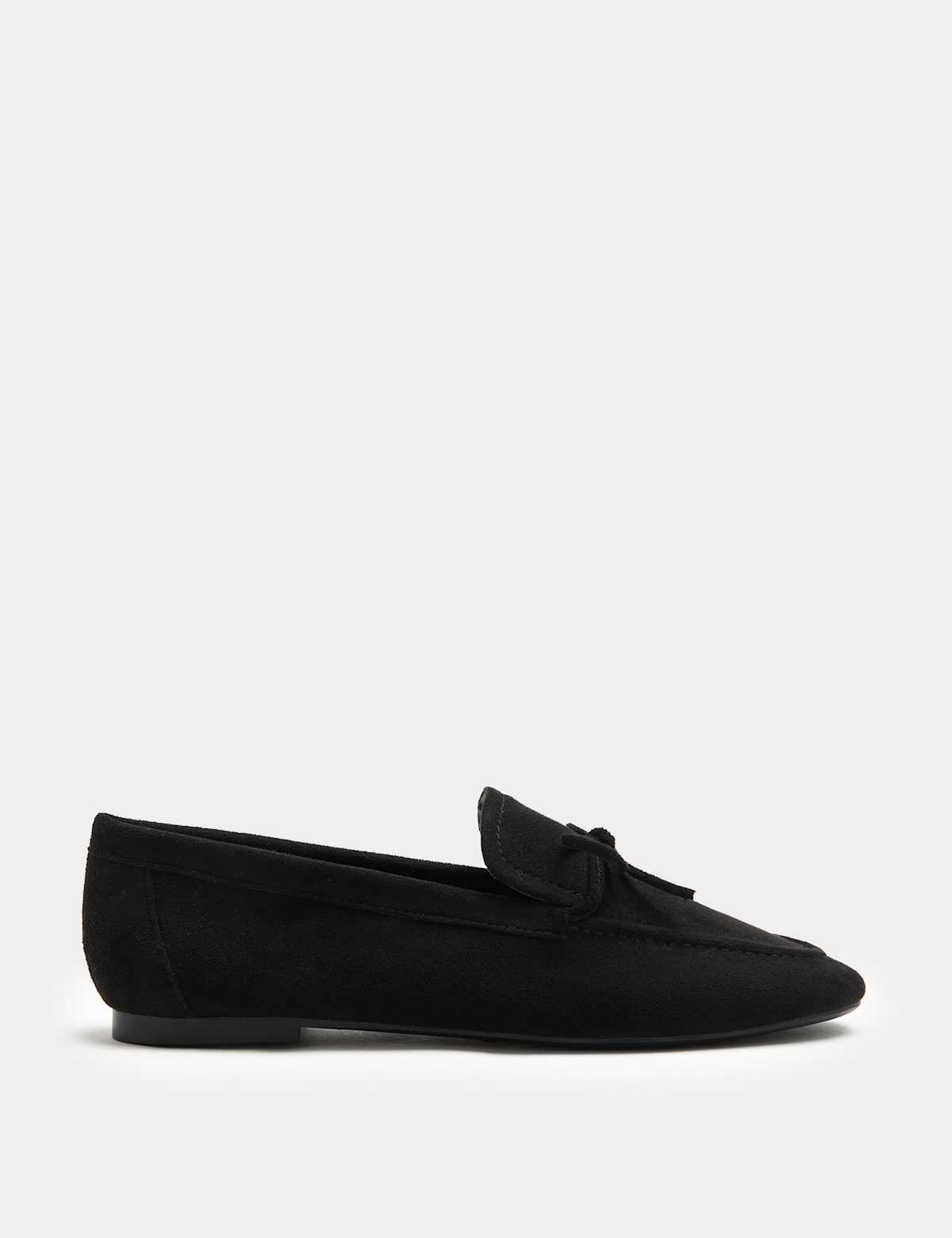 Women's Bow Flat Loafer Pumps - Black | SAVINTARI