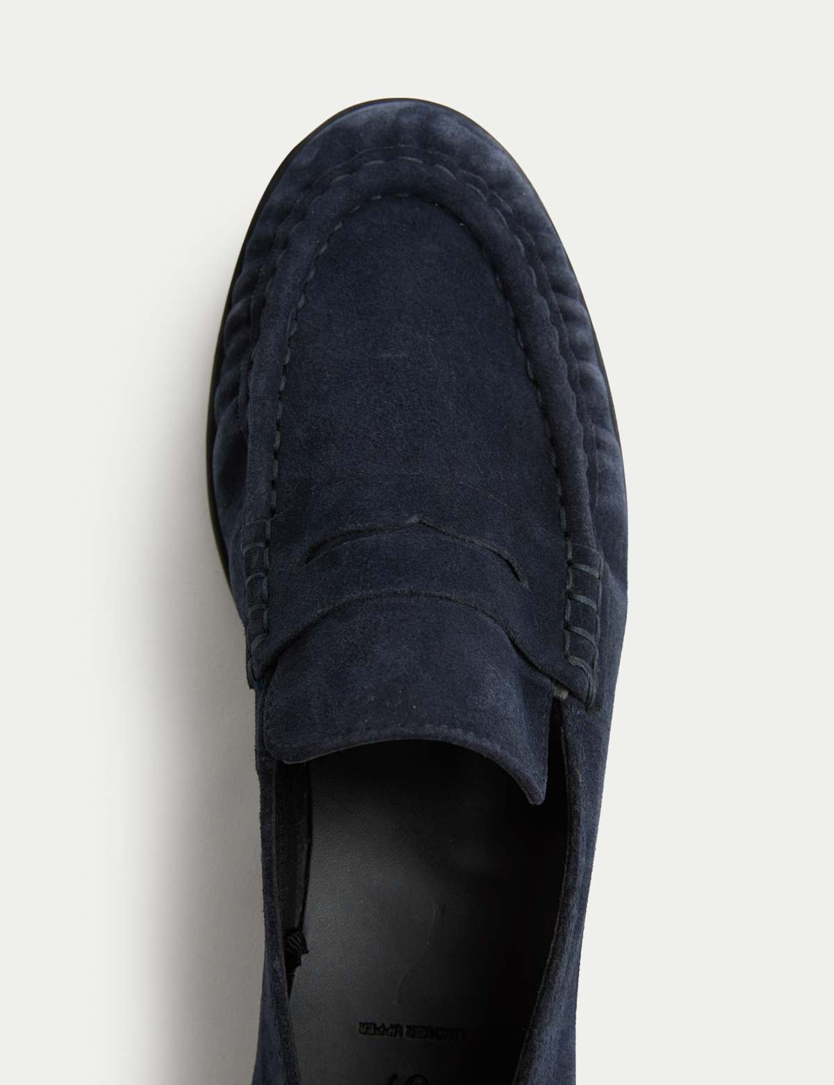 Women's Navy penny loafers — view 4 | SAVINTARI