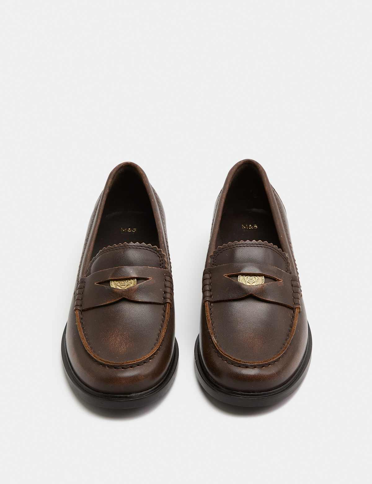 Men's Leather Penny Loafers - Black | SAVINTARI