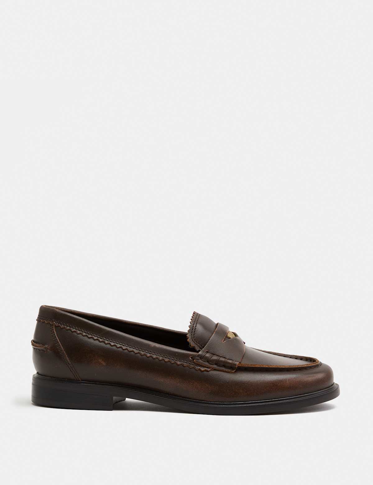 Men's Leather Penny Loafers - Black | SAVINTARI