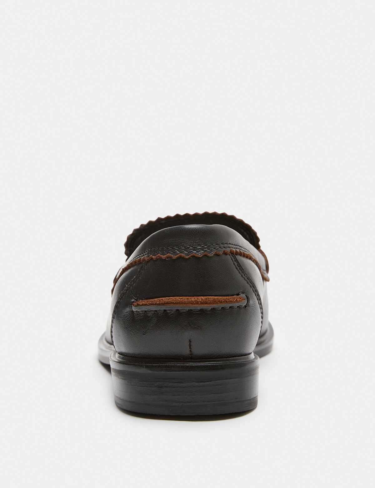 Men's Leather Penny Loafers - Black | SAVINTARI