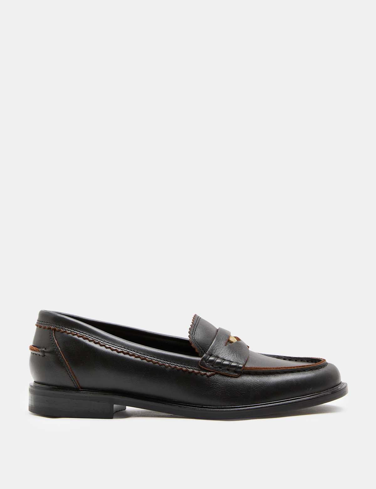 Men's Leather Penny Loafers - Black | SAVINTARI