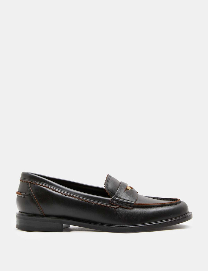 Leather Penny Loafers · Black