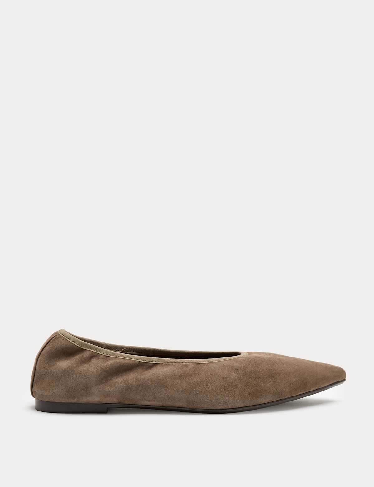 Women's Suede Flat Pointed Toe Ballet Pumps - Fawn | ballet flats | SAVINTARI