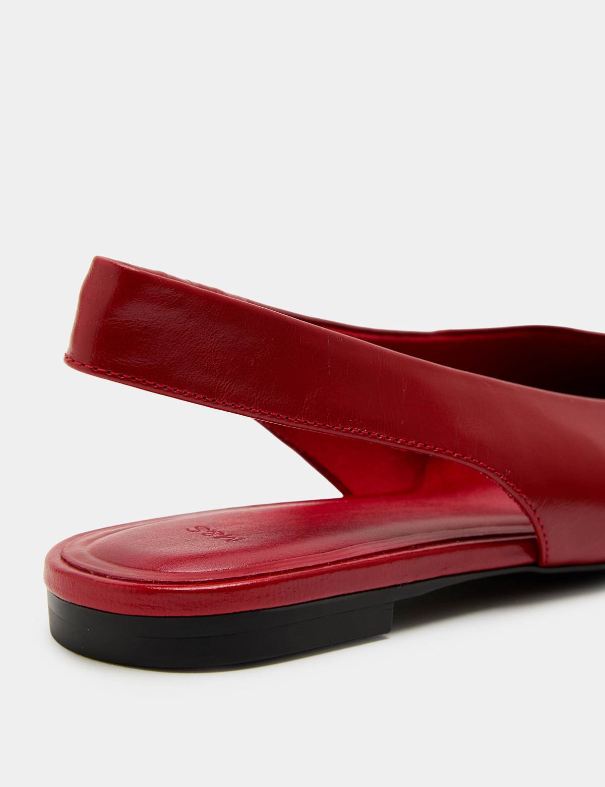 Women's Leather Patent Flat Chisel Toe Slingback Soes - Black | SAVINTARI