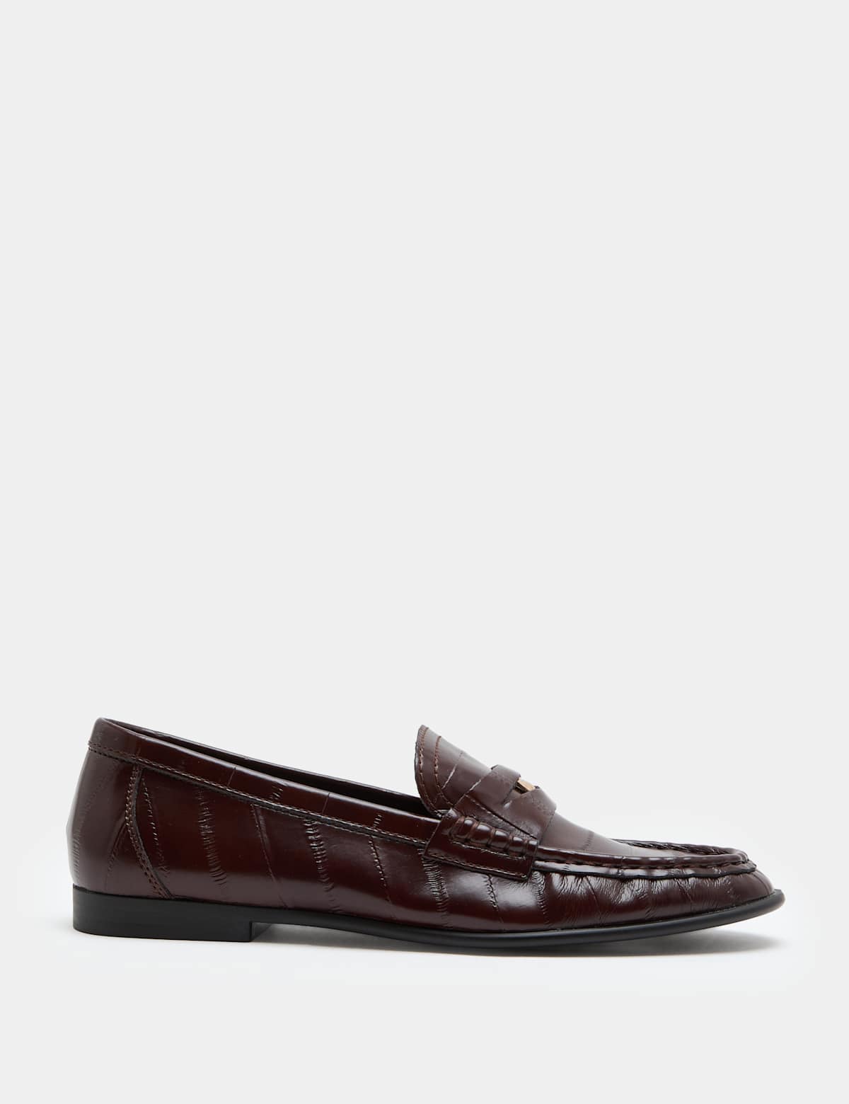 Women's Croc Penny Flat Loafers - Black | SAVINTARI