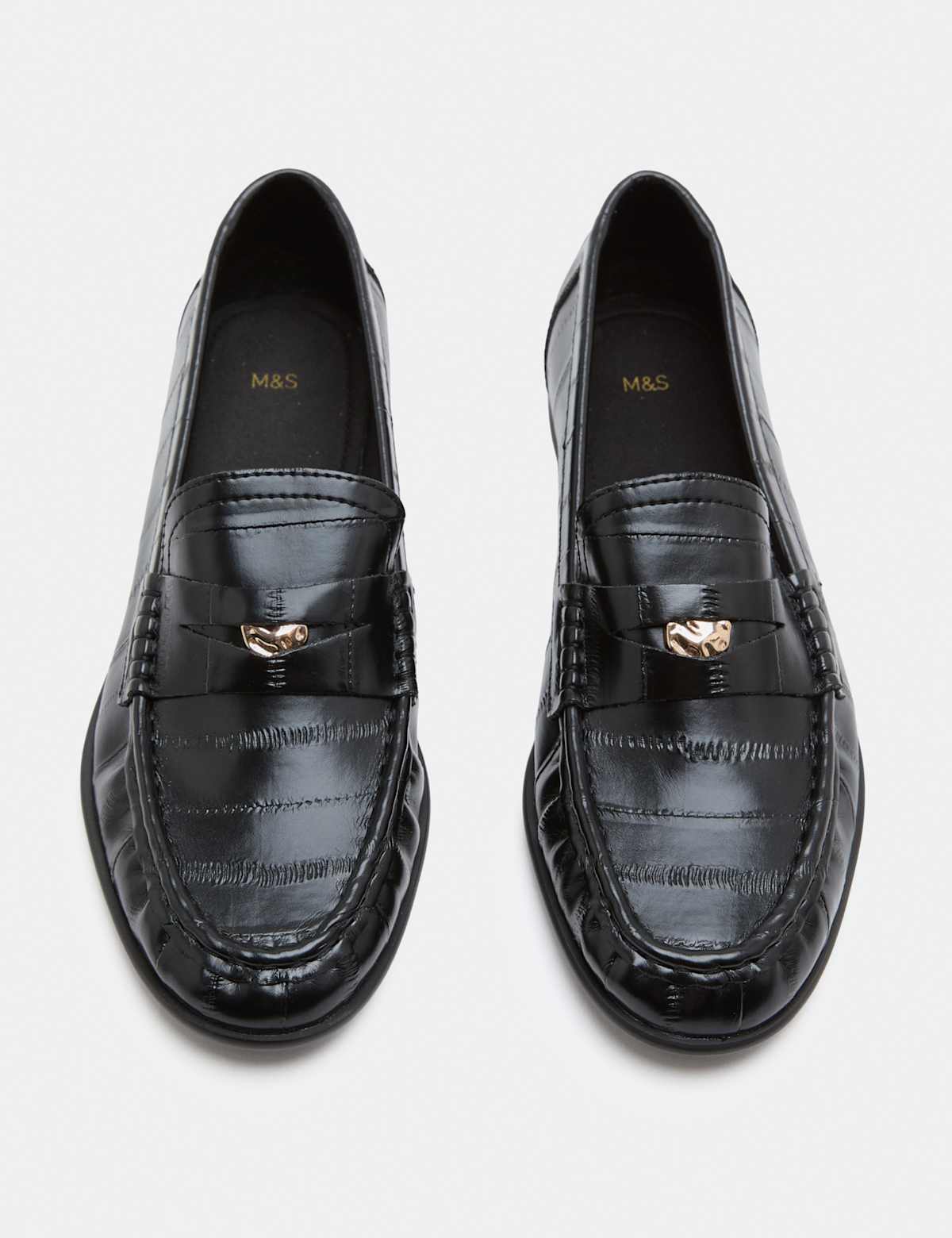 Women's Croc Penny Flat Loafers - Black | SAVINTARI