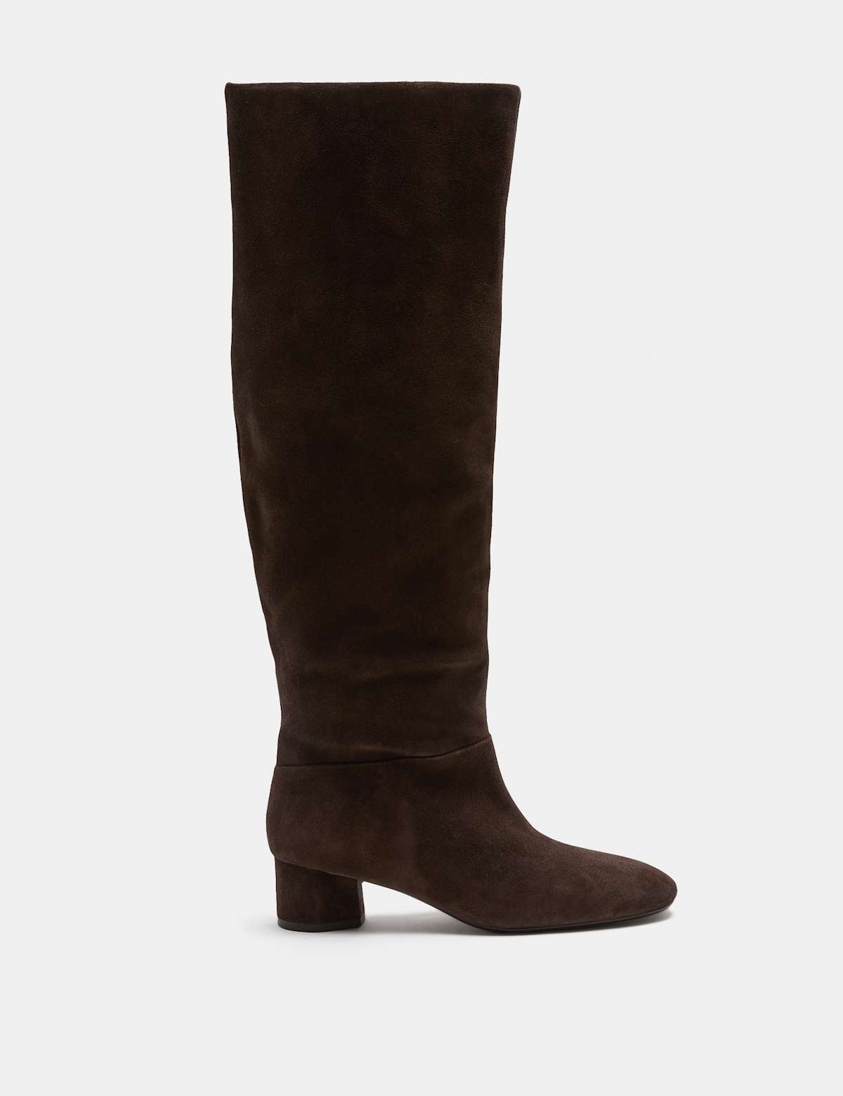 Women's Suede Block Heel Knee High Boots - Brown | SAVINTARI