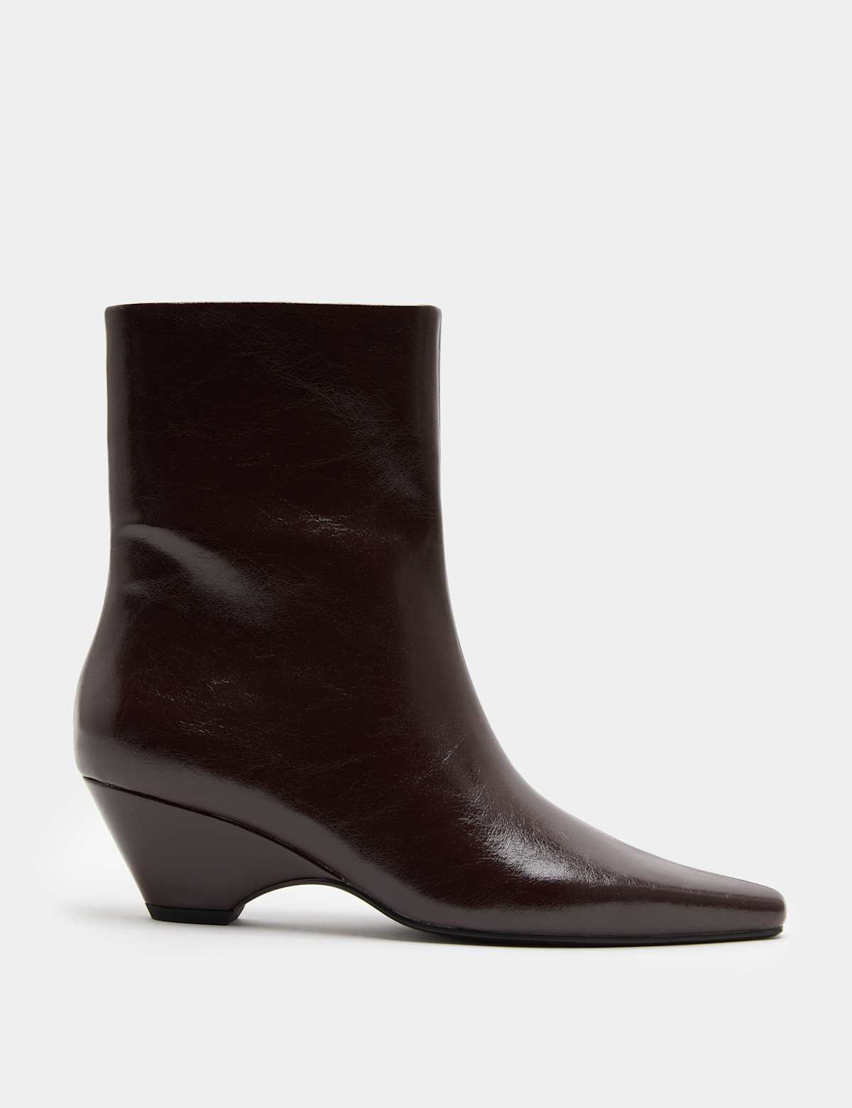 Women's Polished Chisel Toe Wedge Ankle Boots - Wine | SAVINTARI