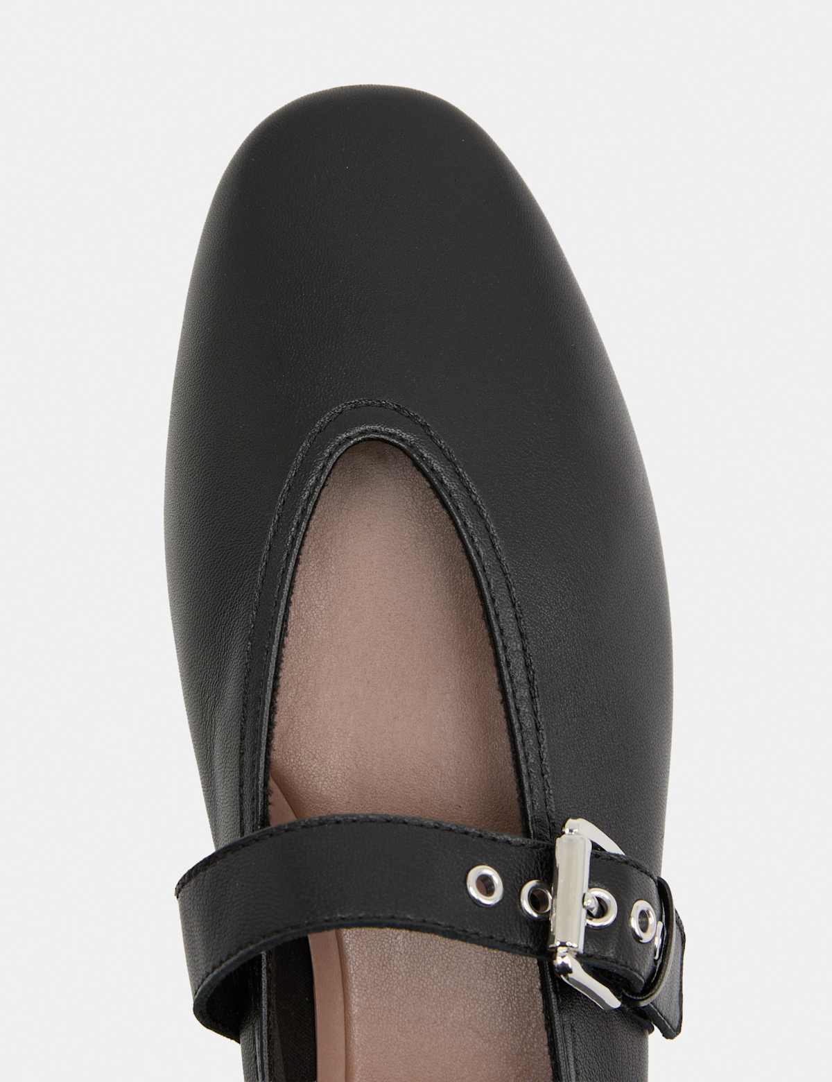 Women's Leather Flat Round Toe Mary Jane Ballet Pumps - Black | mary jane shoes | SAVINTARI