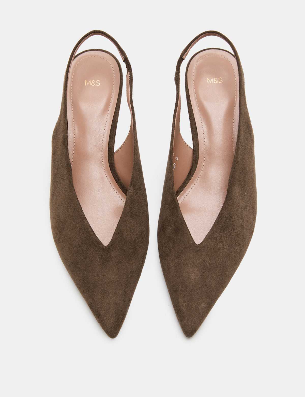 Women's Kitten Heel Pointed Slingback Shoes - Taupe | SAVINTARI