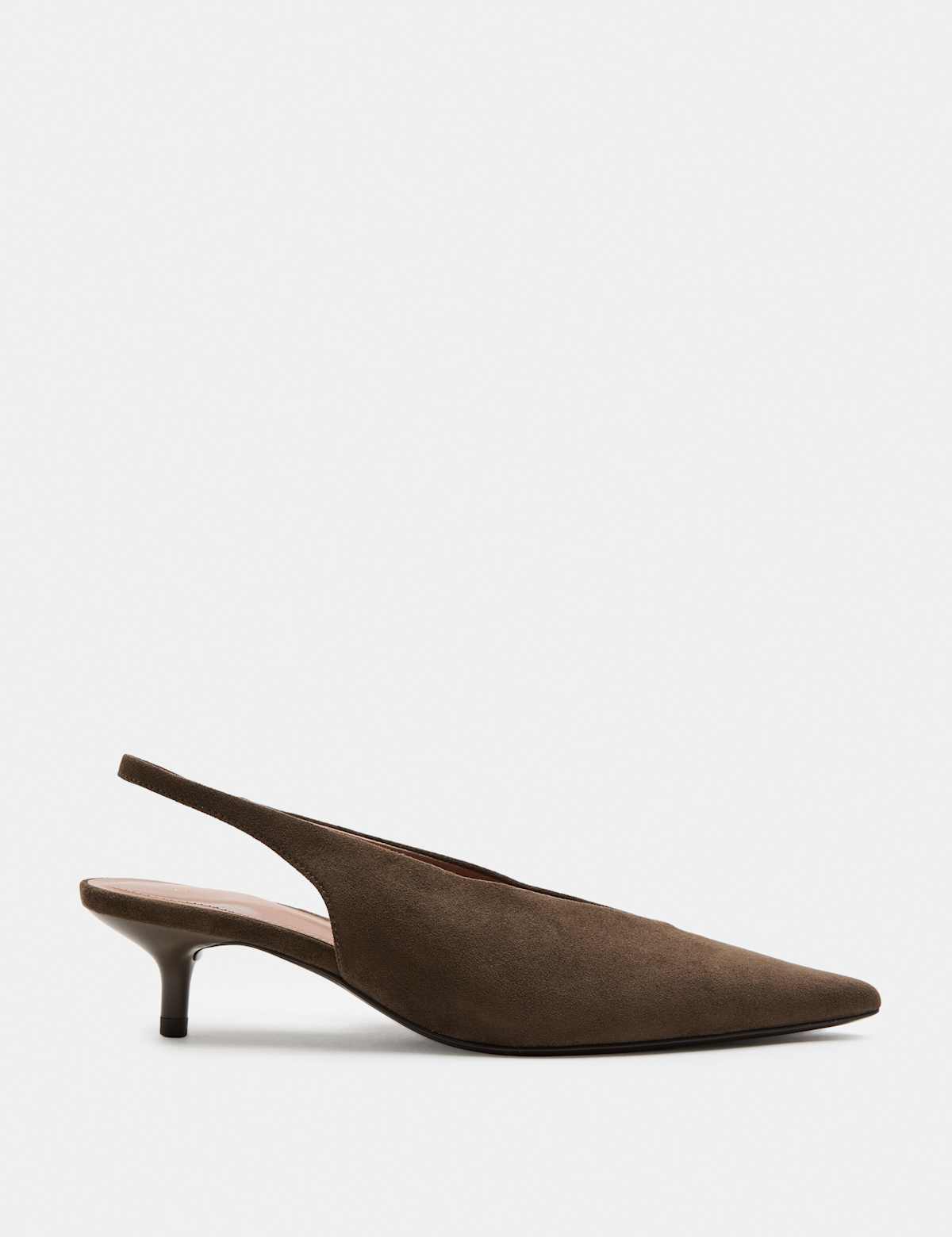 Women's Kitten Heel Pointed Slingback Shoes - Taupe | SAVINTARI