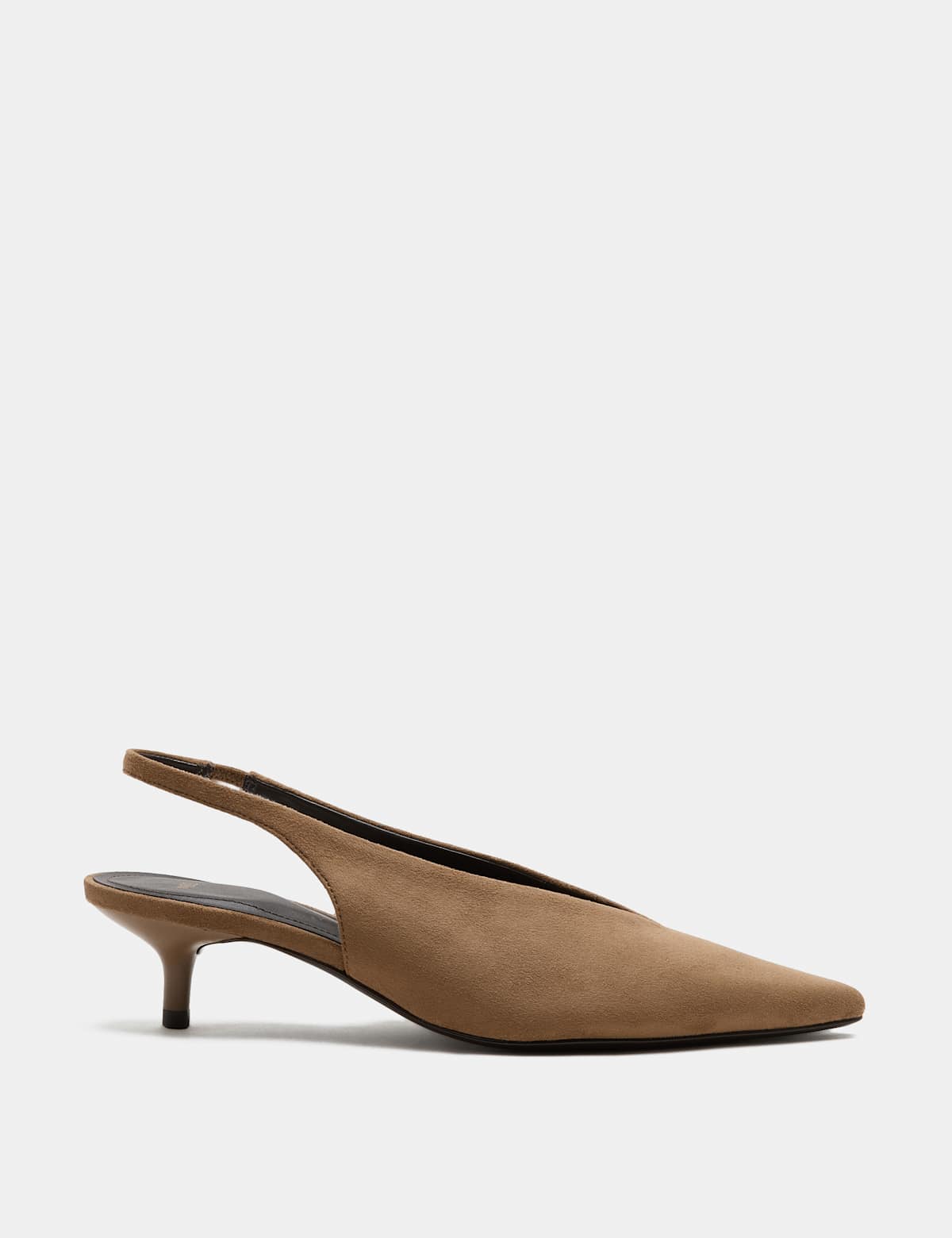 Women's Kitten Heel Pointed Slingback Shoes - Taupe | SAVINTARI