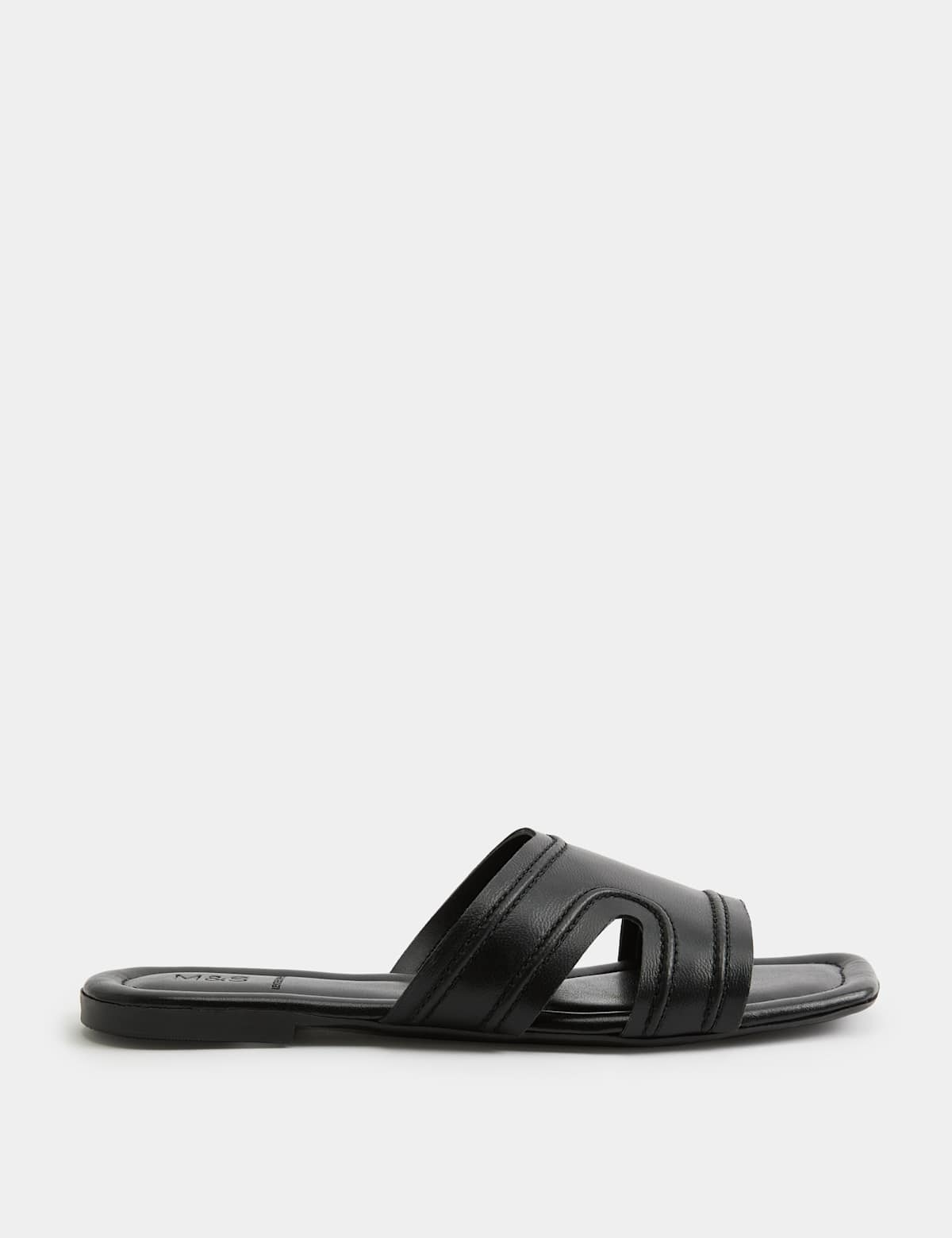Women's Leather Flat Mules - Black | SAVINTARI