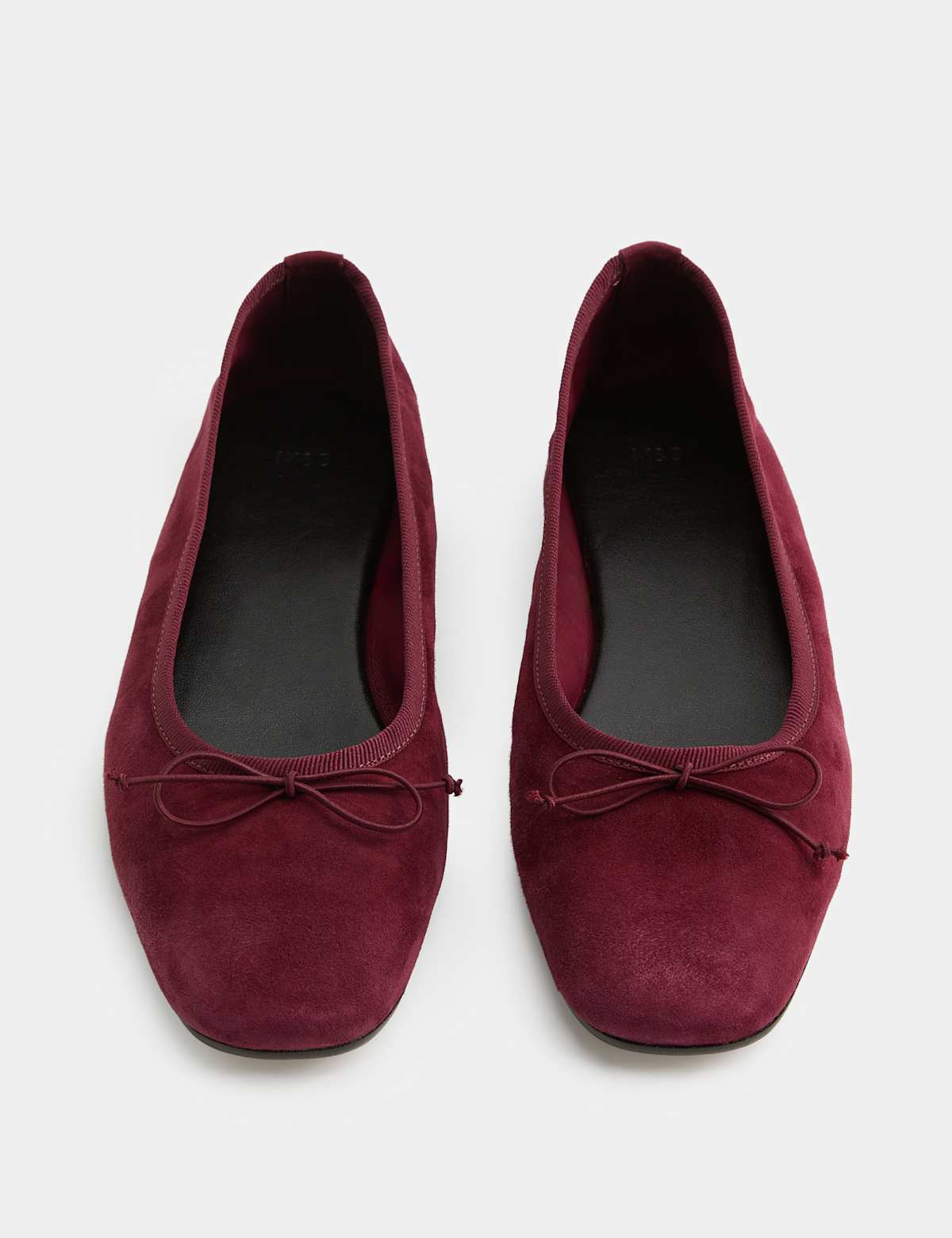 Women's Suede Bow Flat Round Toe Ballet Pumps - Cherry Red | ballet flats | SAVINTARI