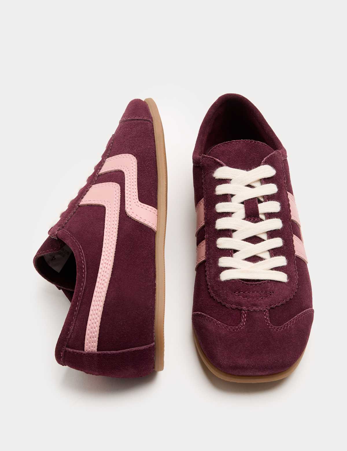 Women's Suede Side Stripe Retro Runner Trainers - Tan | womens trainers | SAVINTARI