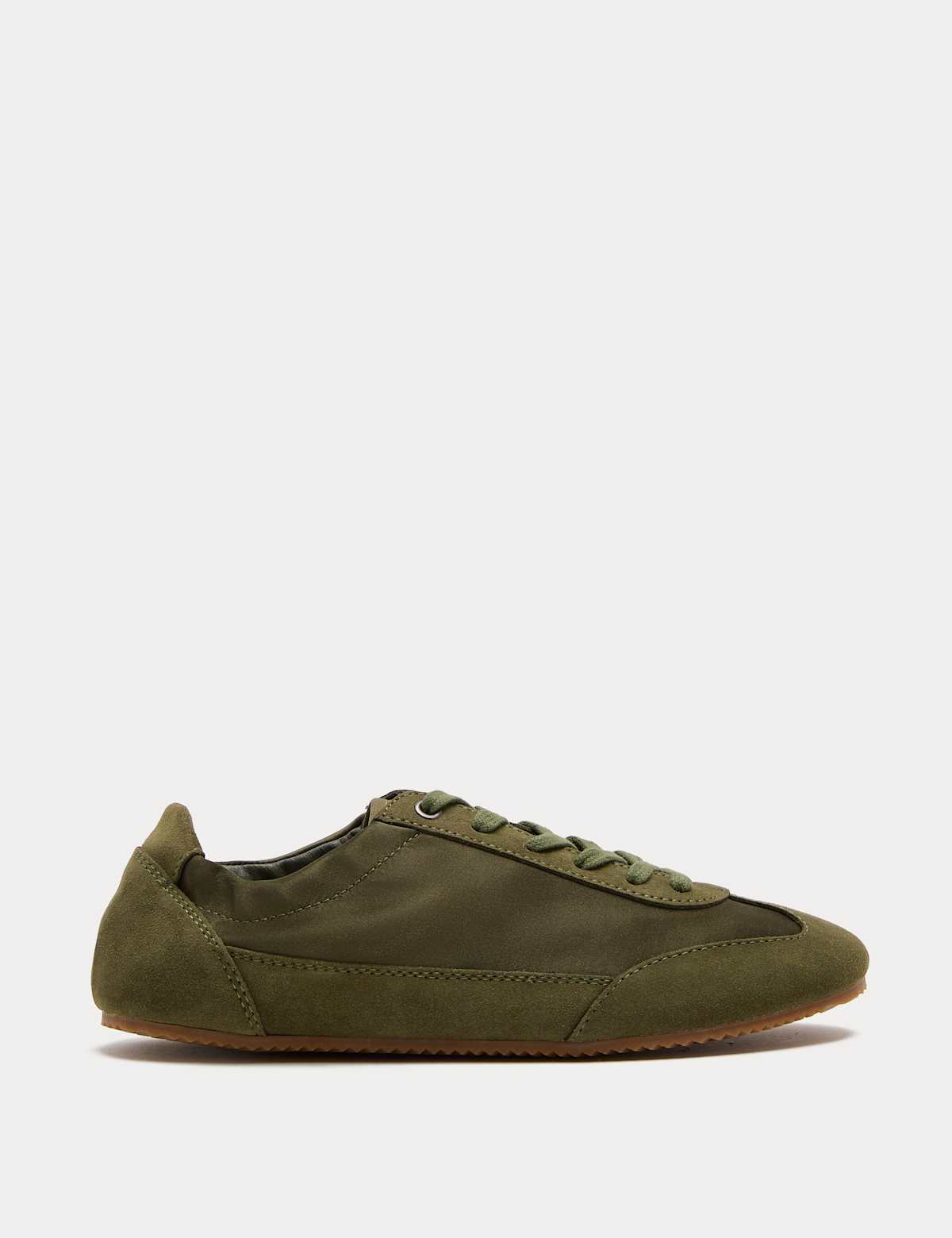 Women's Satin Trainers - Olive | womens trainers | SAVINTARI