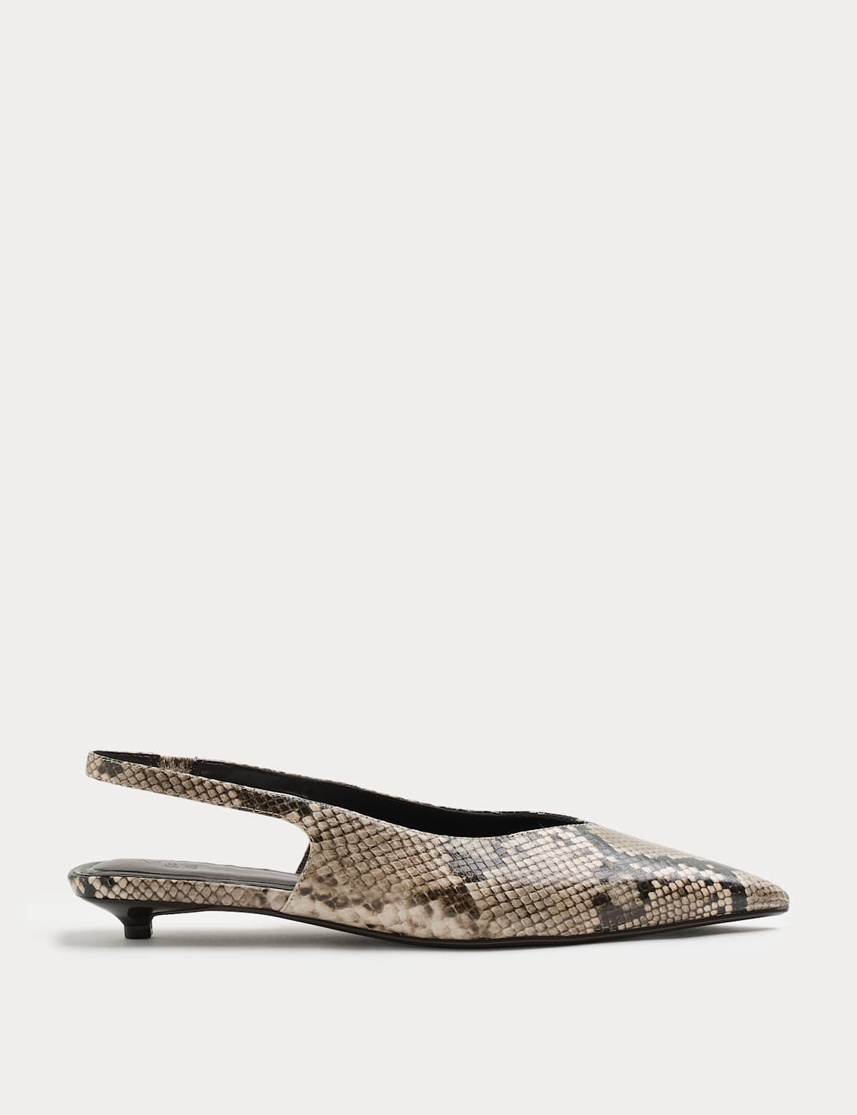 Women's Micro Kitten Heel Slingback Sandals - Black | SAVINTARI