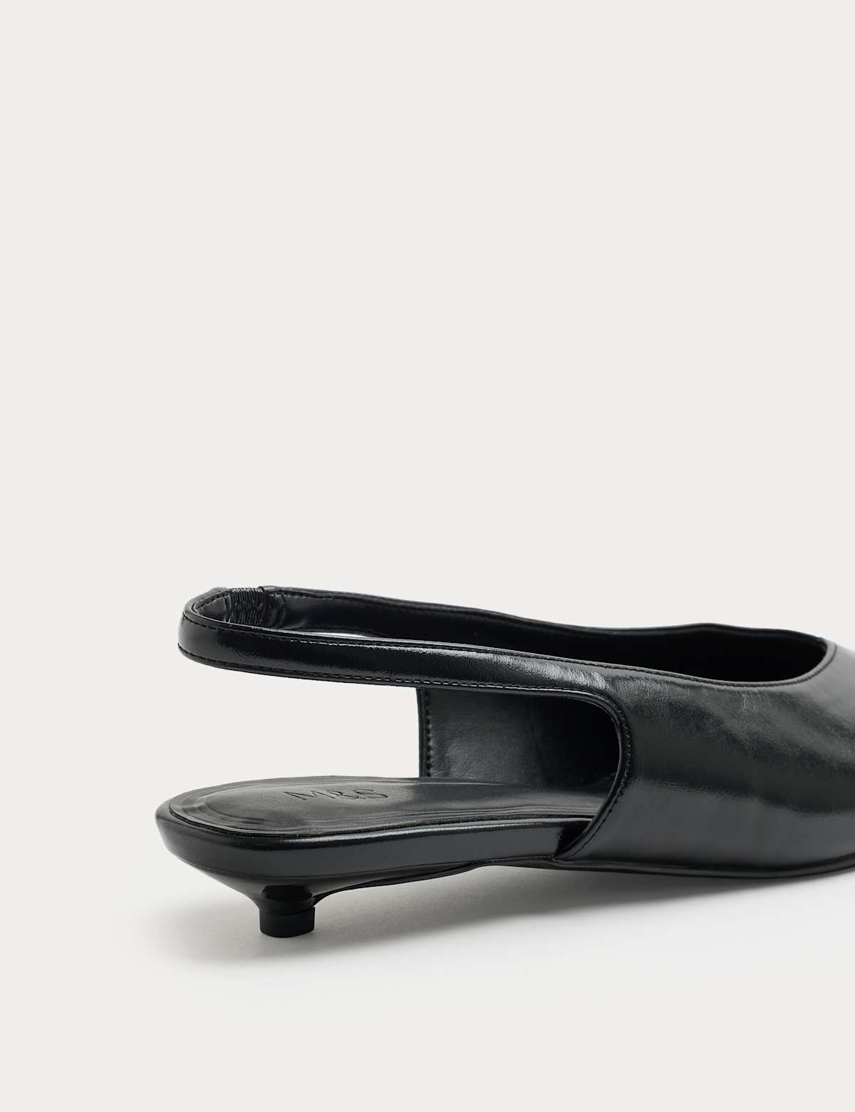 Women's Micro Kitten Heel Slingback Sandals - Black | SAVINTARI