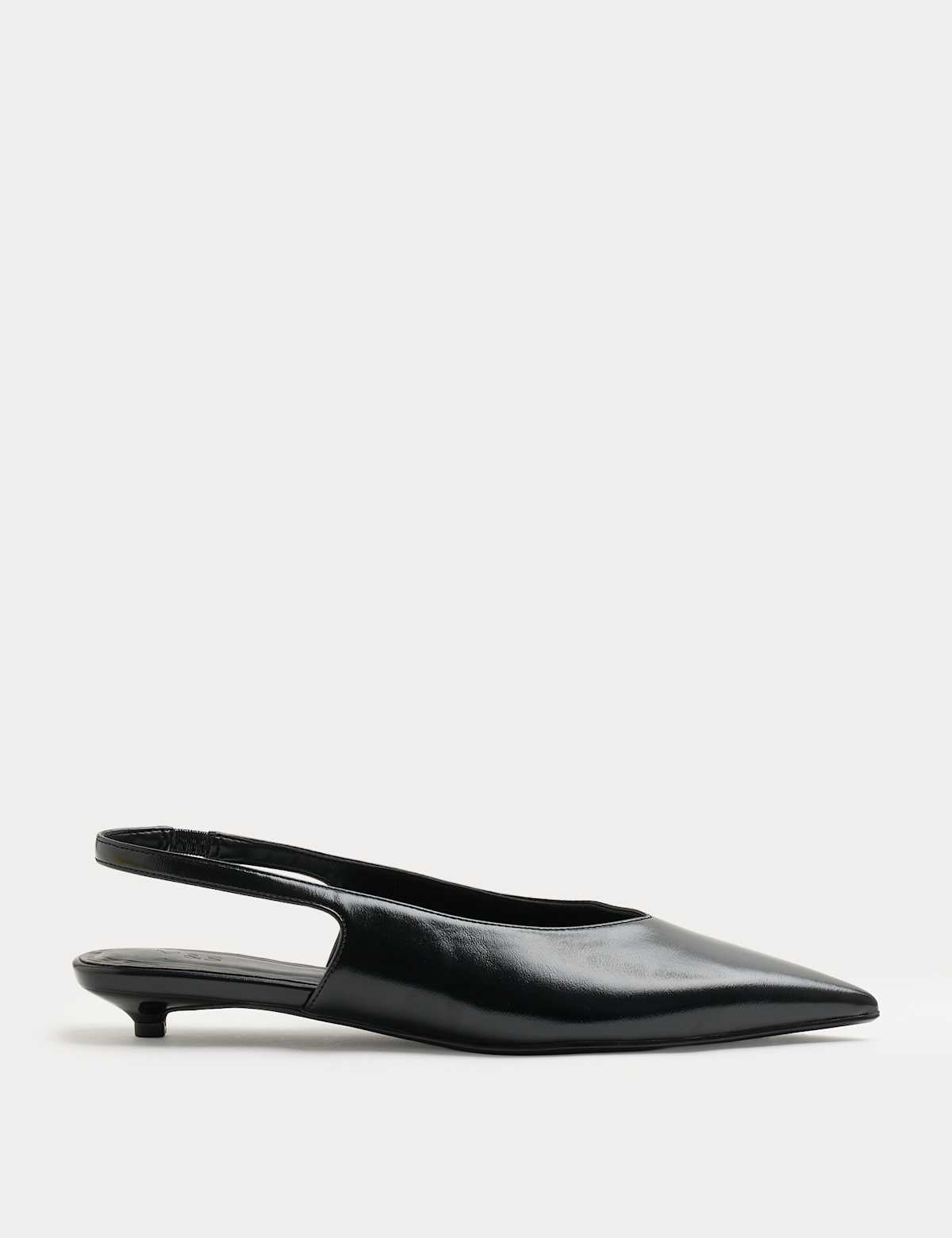 Women's Micro Kitten Heel Slingback Sandals - Black | SAVINTARI